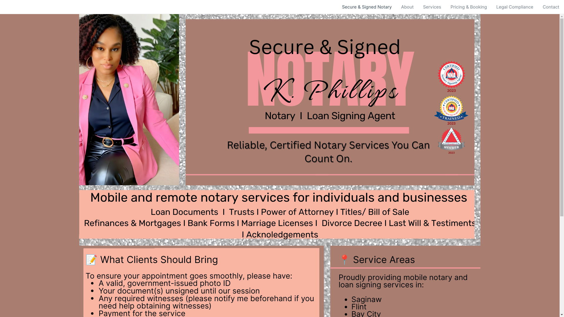 website screenshot of https://secureandsignednotary.com/