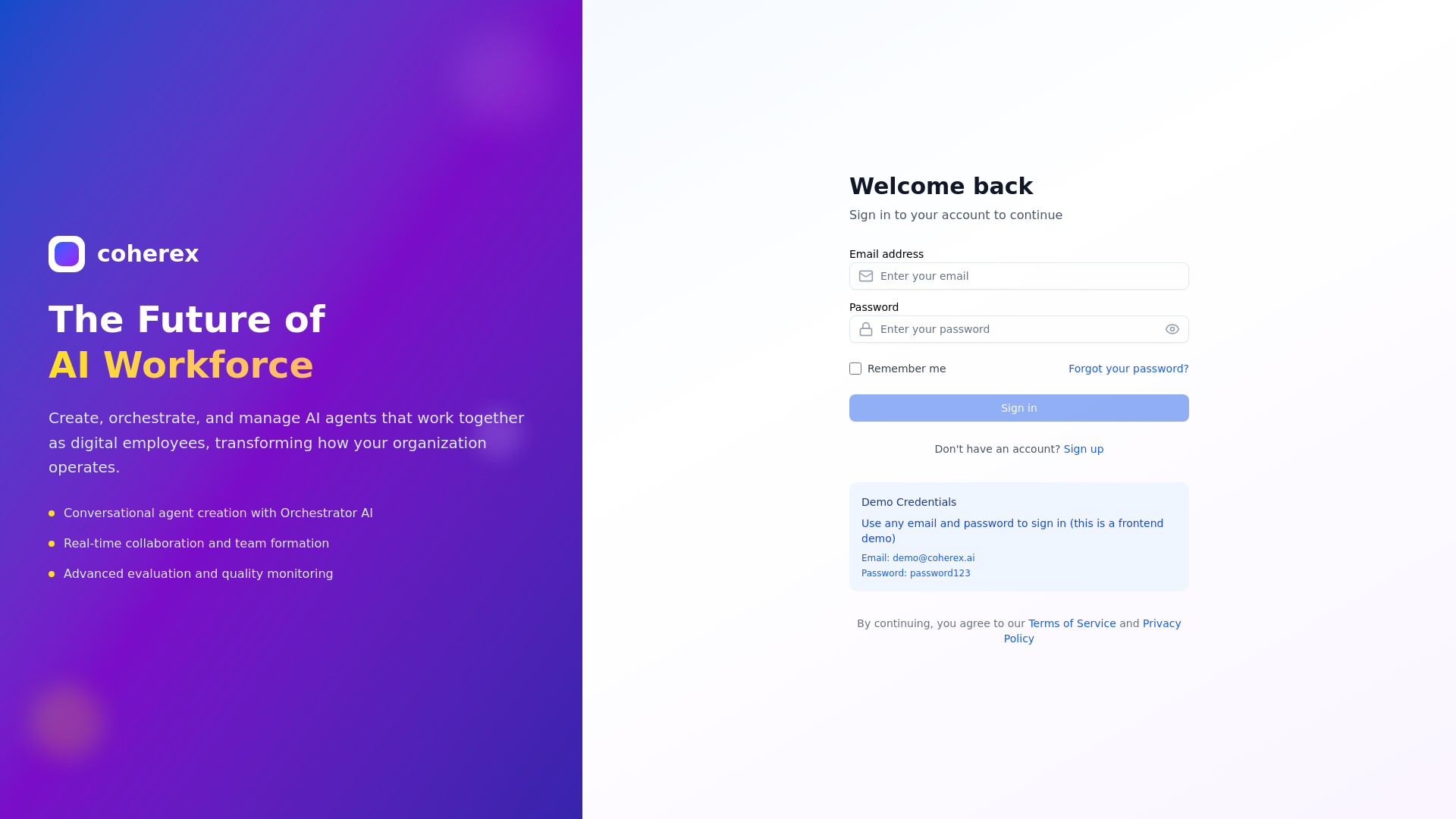 website screenshot of https://coherex.app/