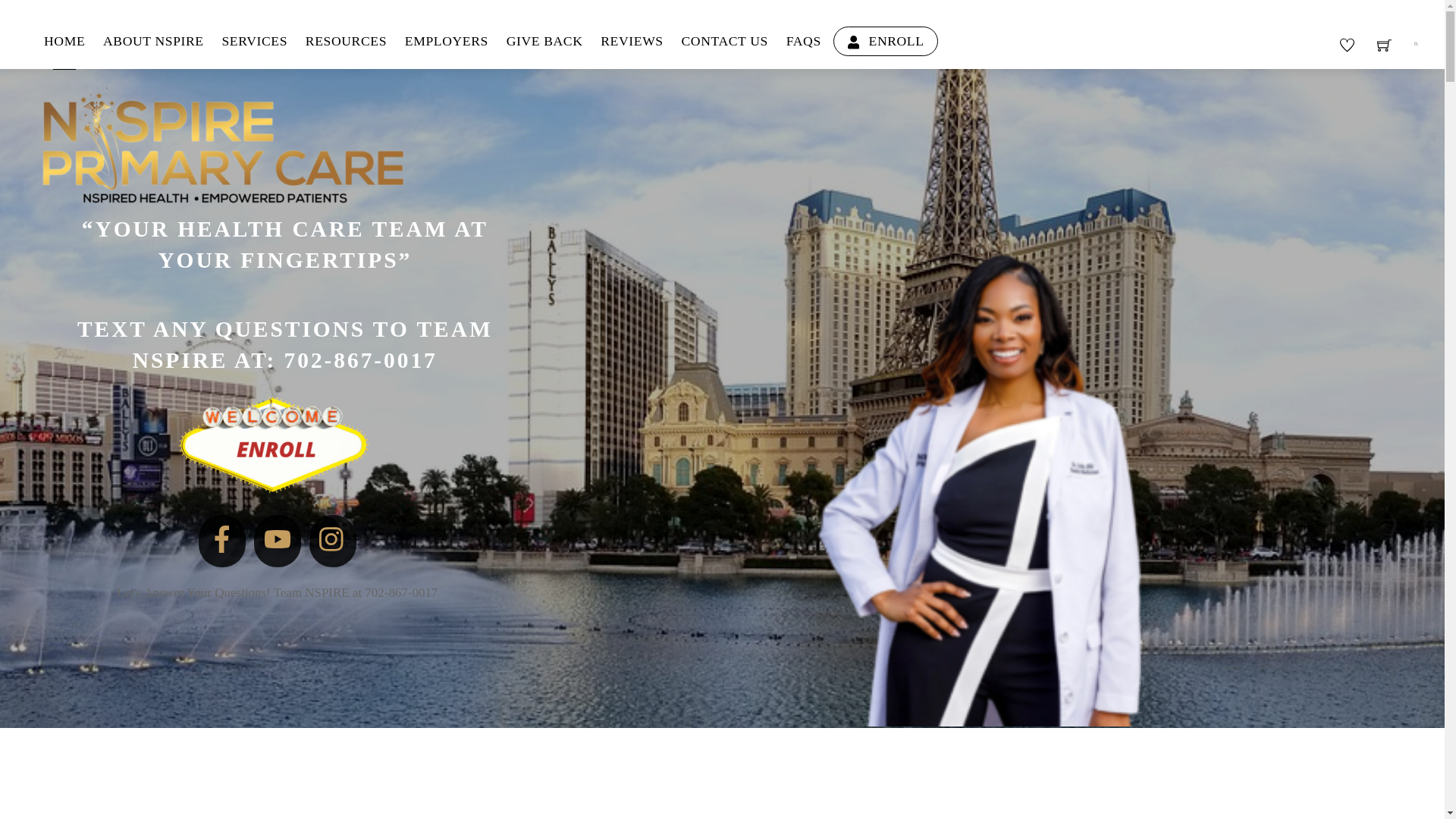 website screenshot of https://mynspireprimarycare.com/