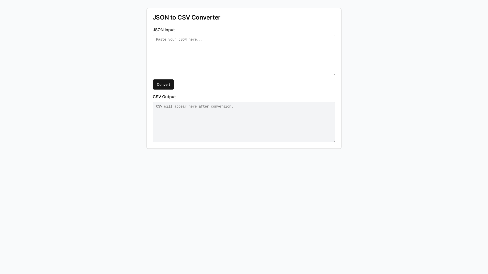 website screenshot of https://5749a554-json-to-csv-frontend.pages.dev/