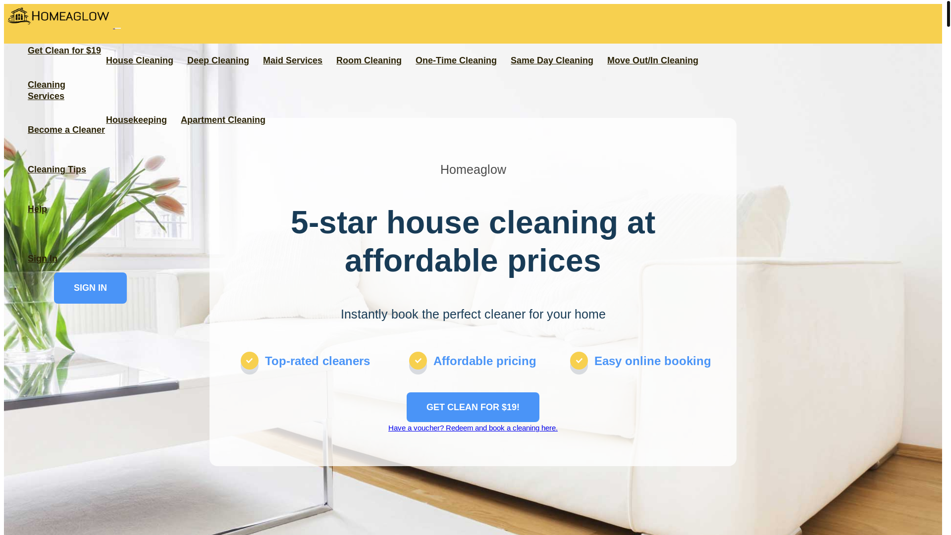 website screenshot of https://www.homeaglow.com/