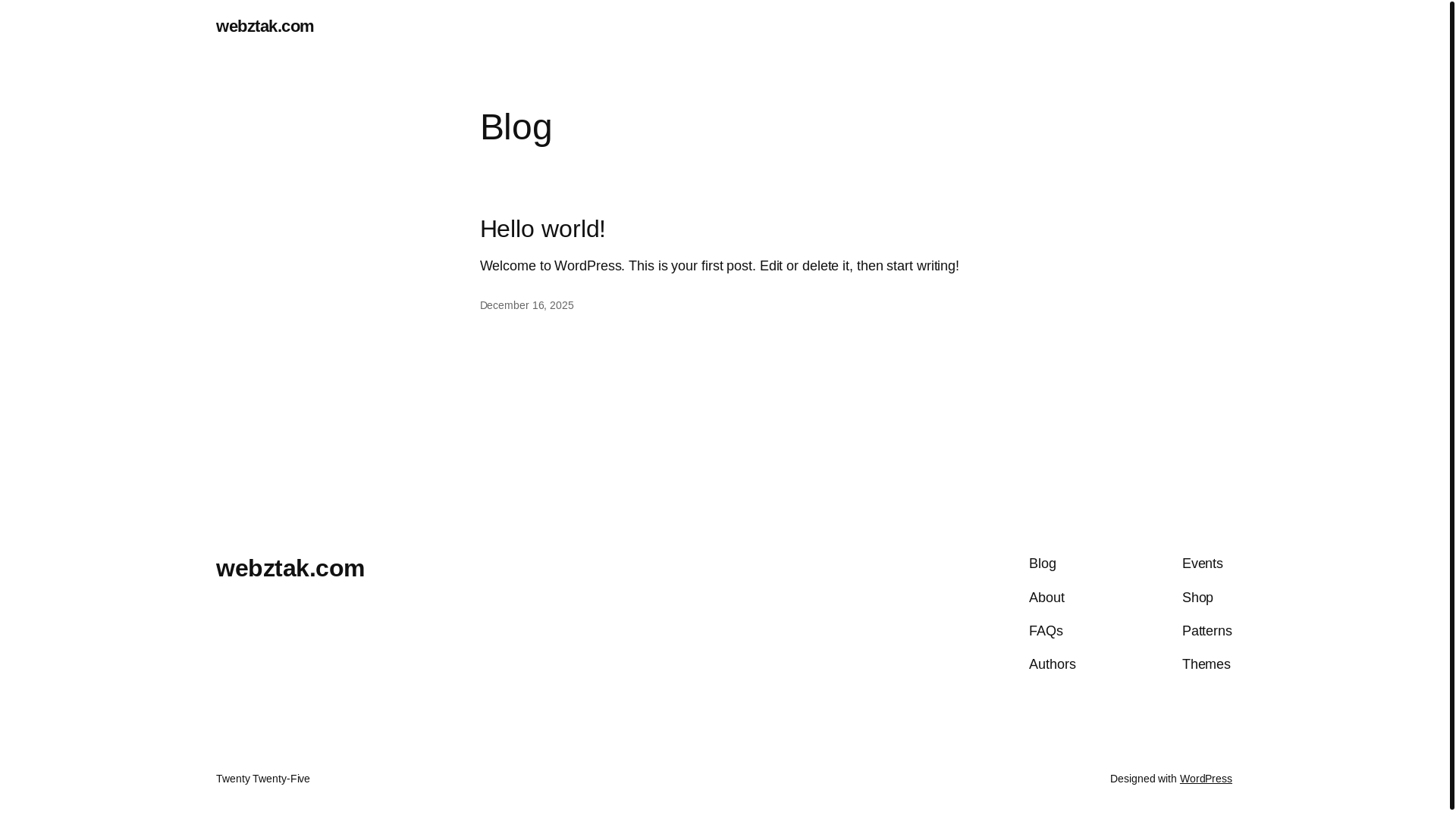 website screenshot of https://webztak.com/