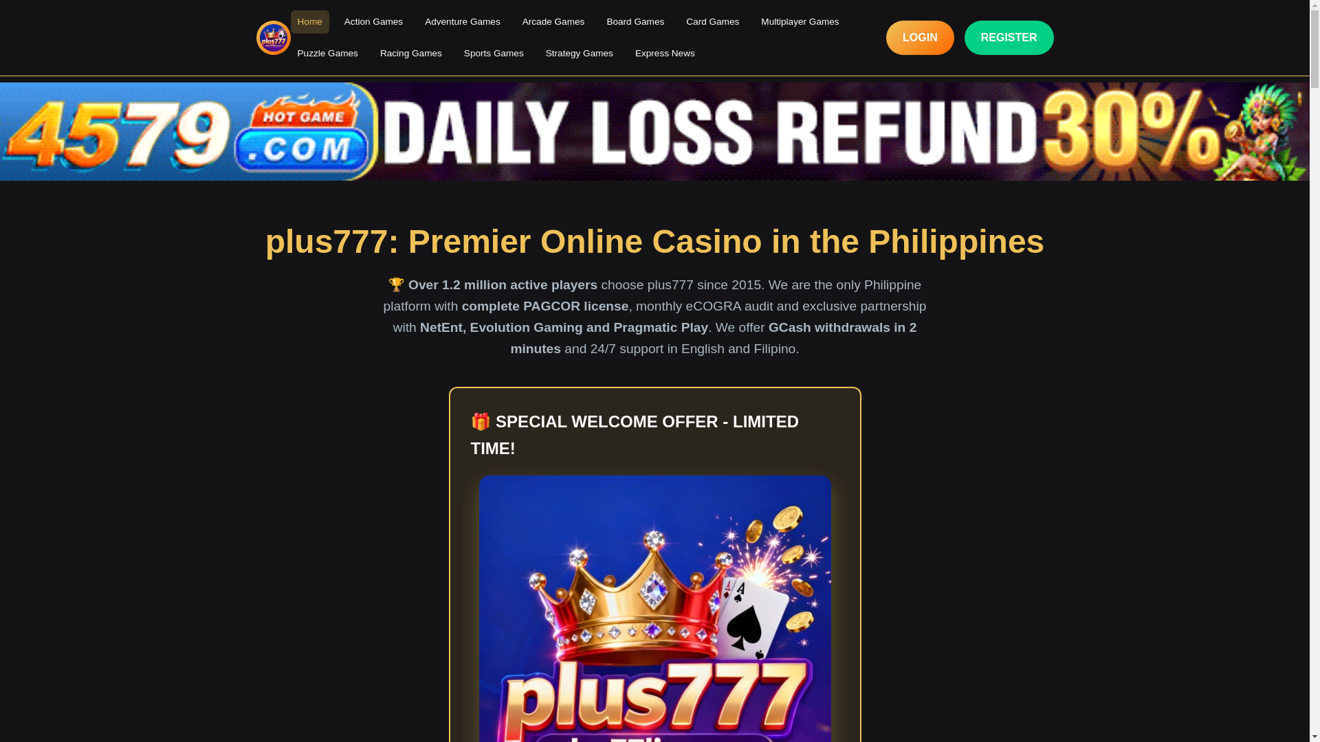 website screenshot of https://plus777live.com/