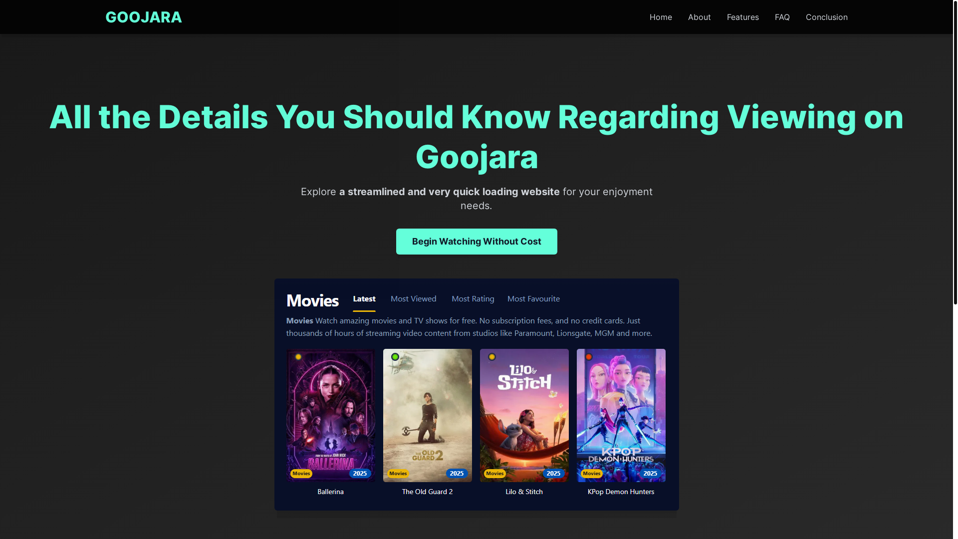 website screenshot of https://goojara-4vj7.pages.dev/