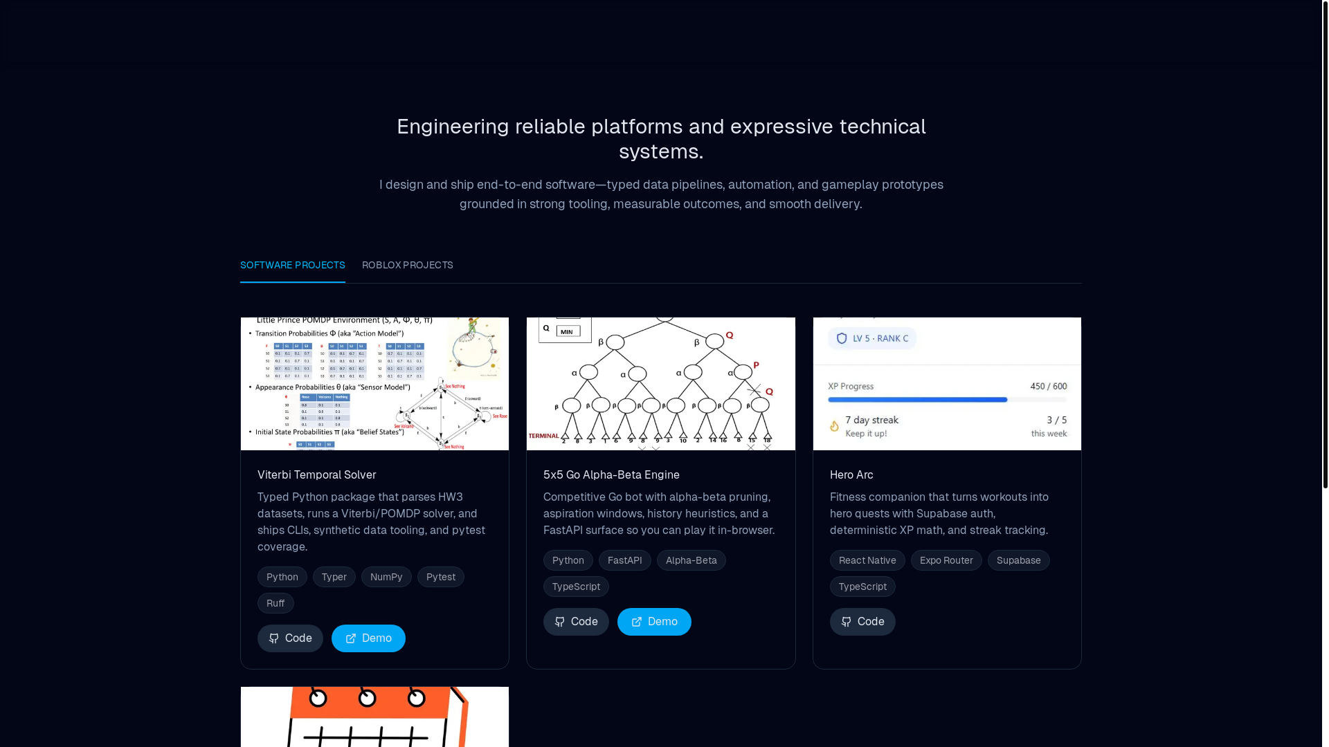 website screenshot of https://seansalv.dev/