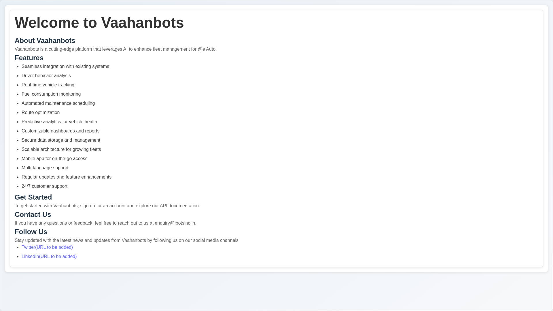 website screenshot of https://vaahanbots-demo.pages.dev/