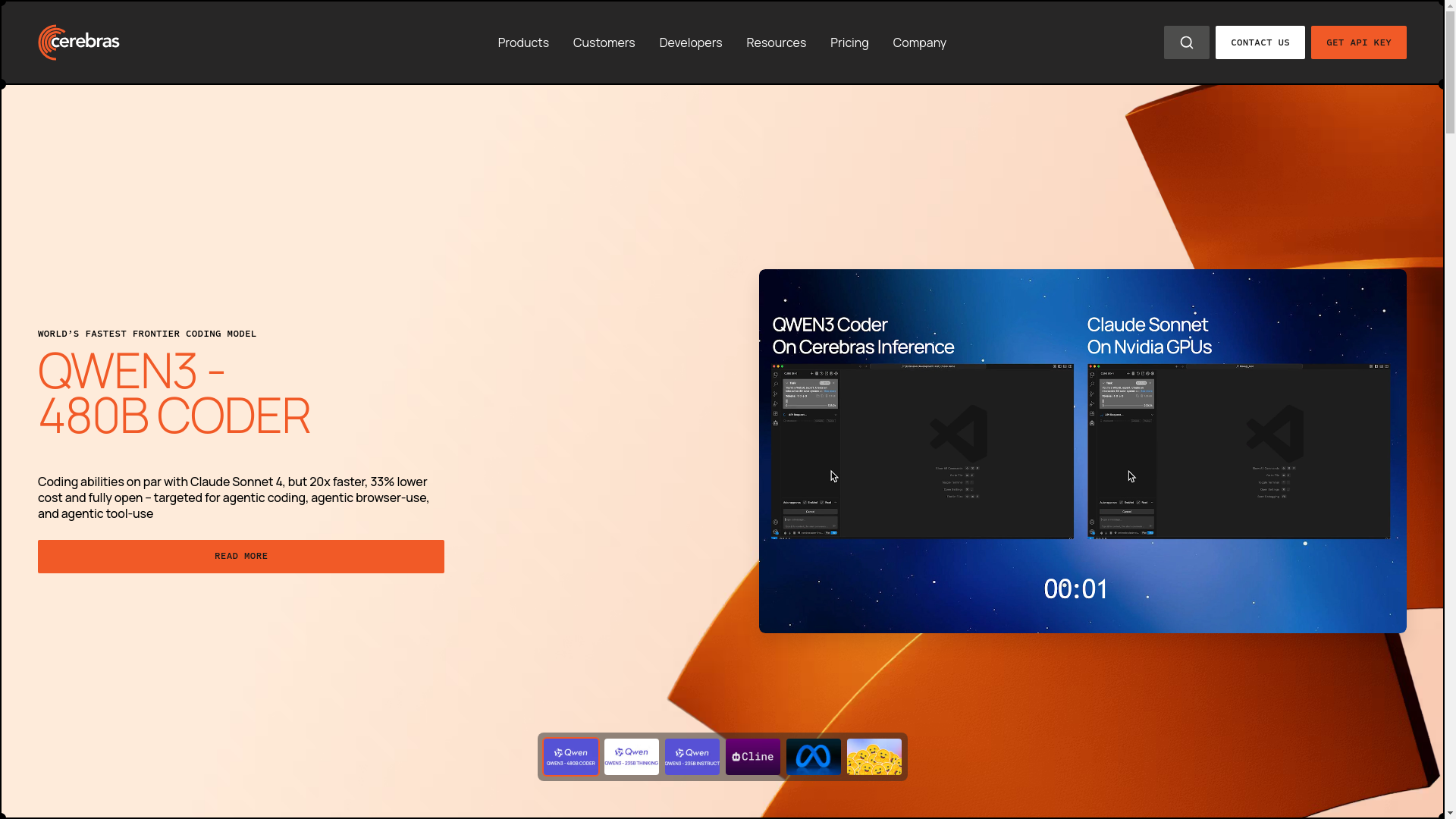 website screenshot of https://cerebras.ai