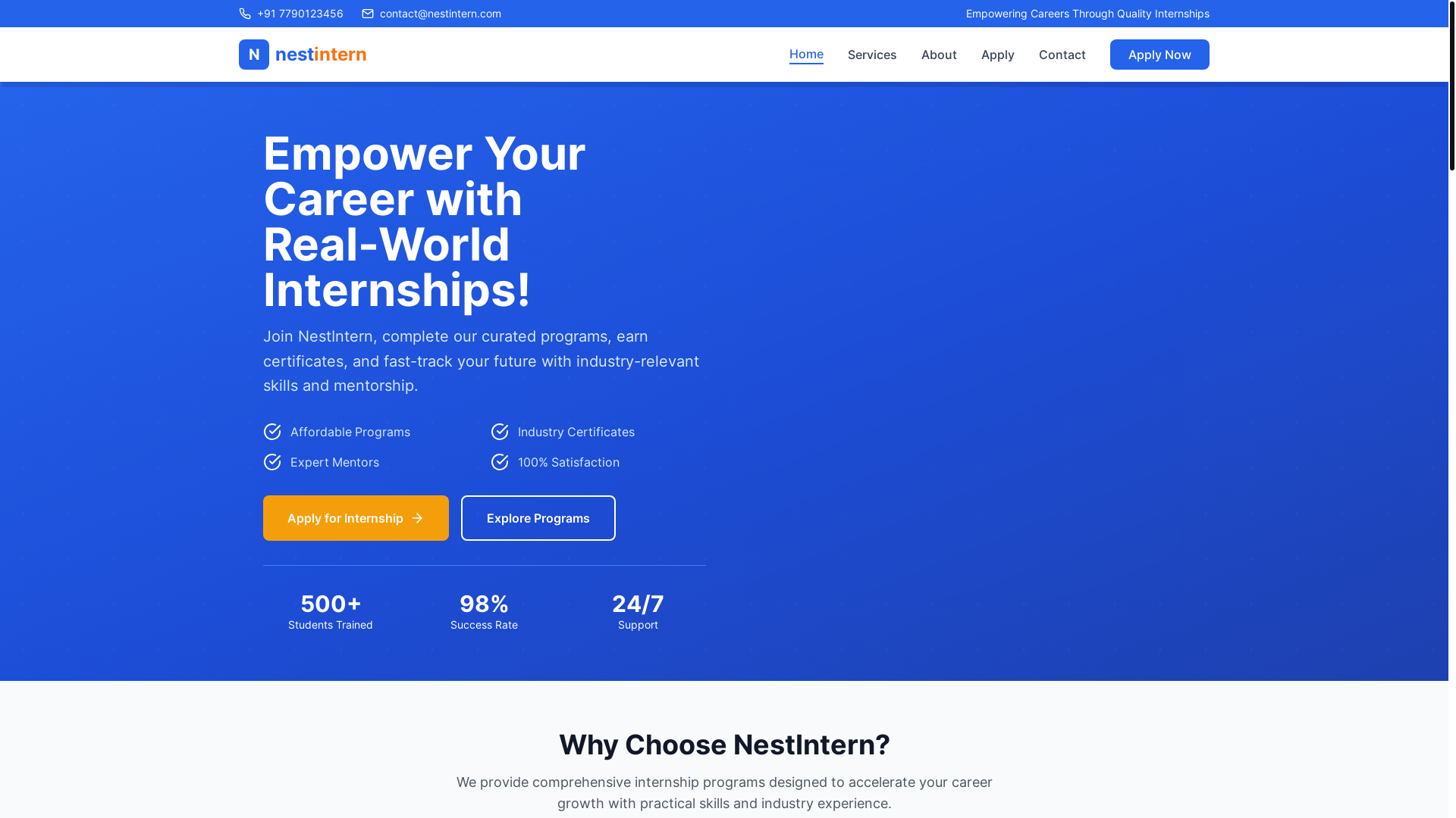 website screenshot of https://nestintern.com/