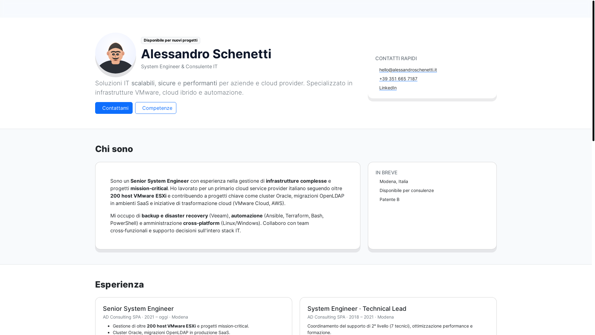 website screenshot of https://alessandroschenetti.it/