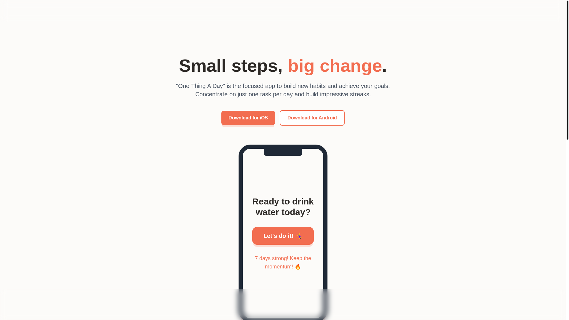 website screenshot of https://one-thing-a-day.pages.dev/