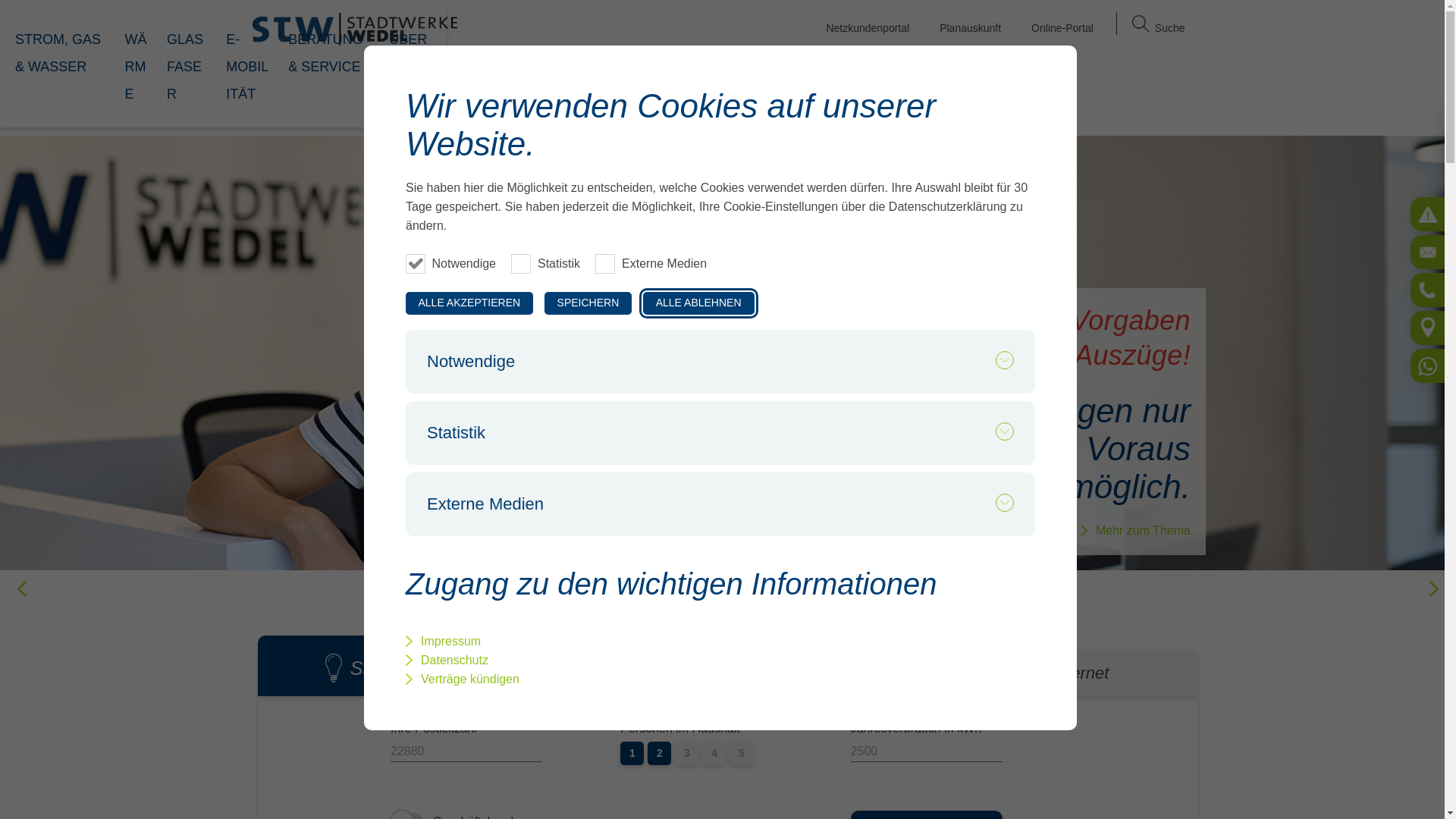 website screenshot of https://www.stadtwerke-wedel.de/