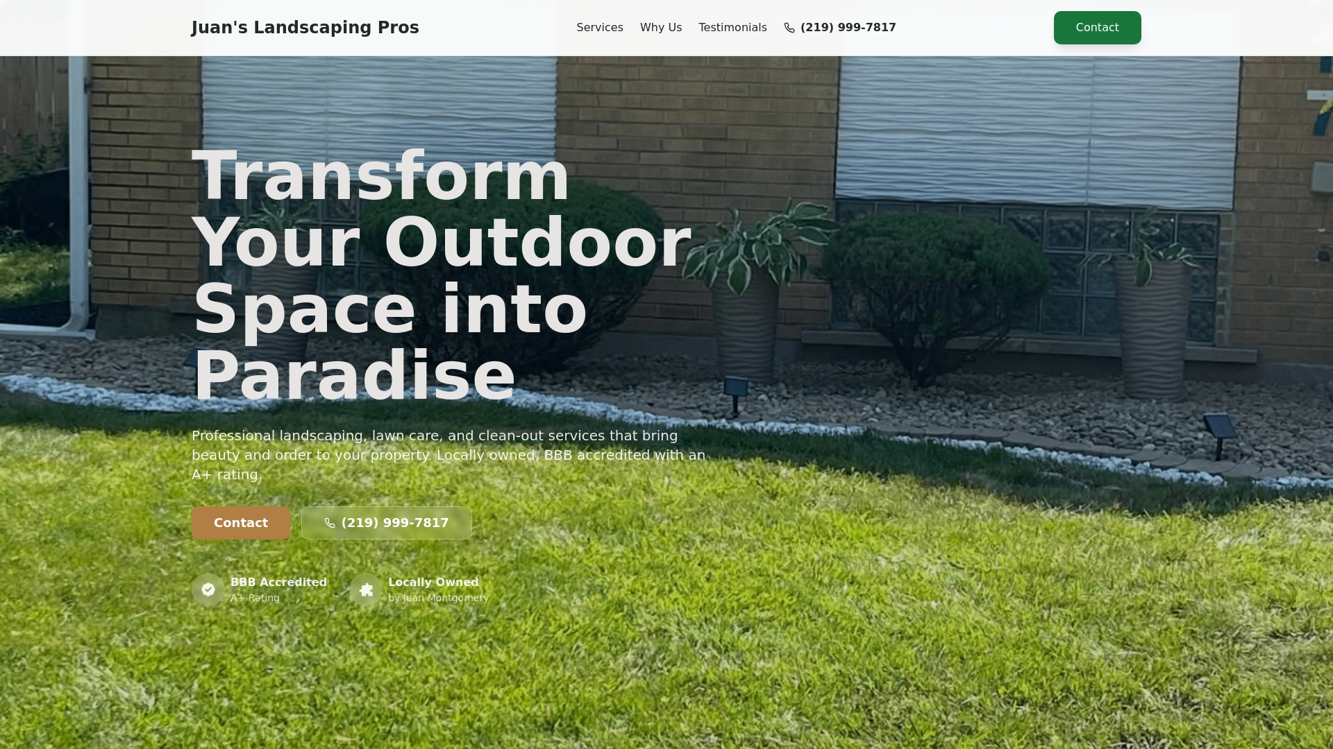 website screenshot of https://juanslandscapingpros.com/