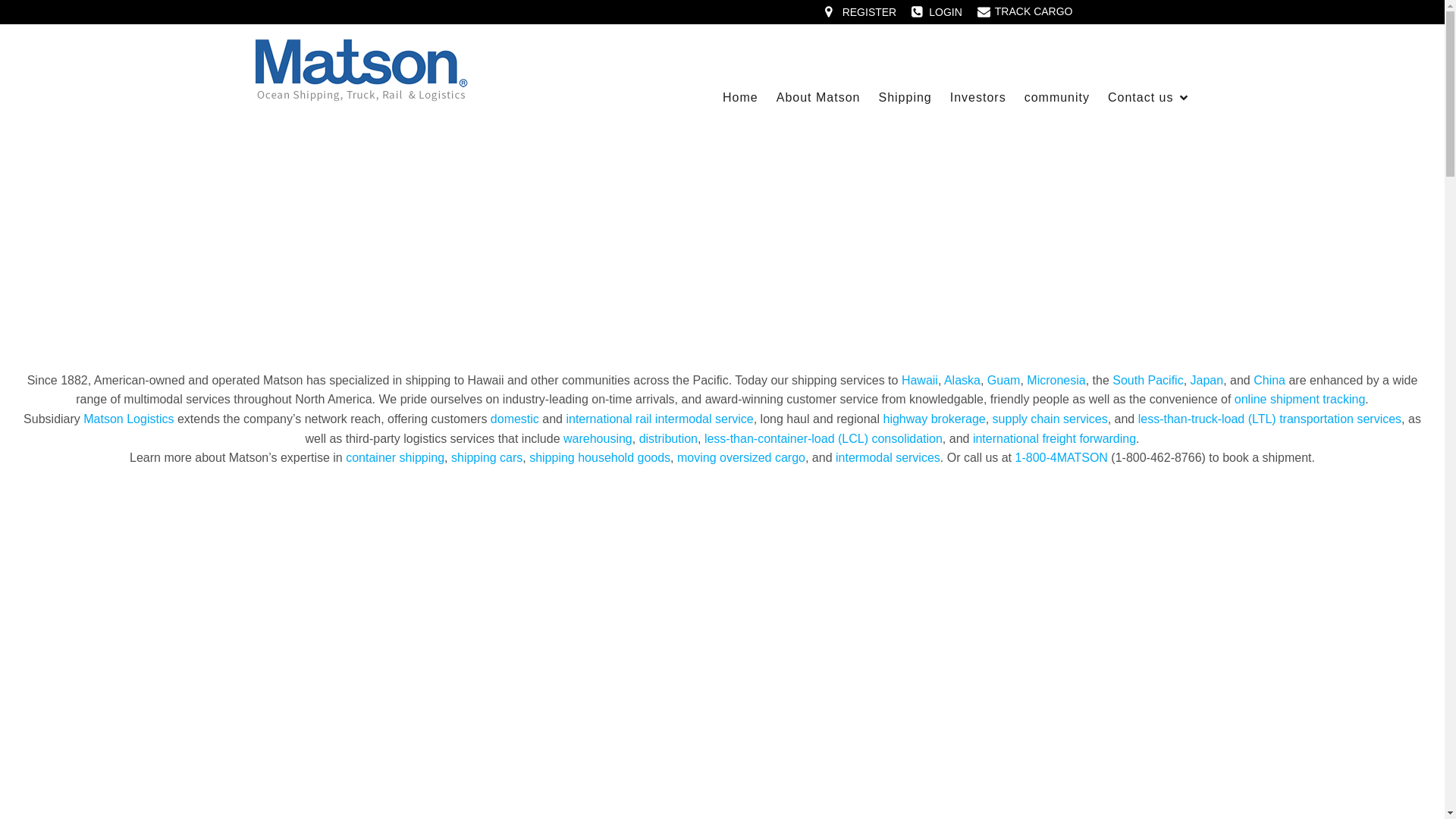 website screenshot of https://matson-cargo.com/