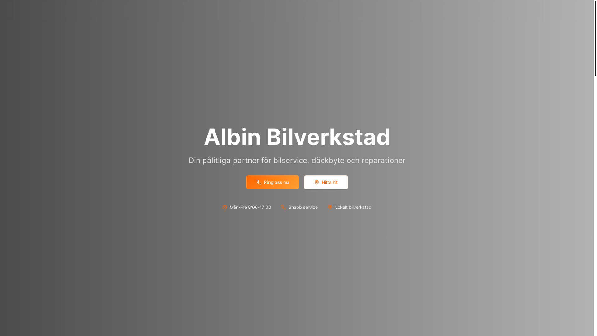 website screenshot of https://albinbilverkstad.se/