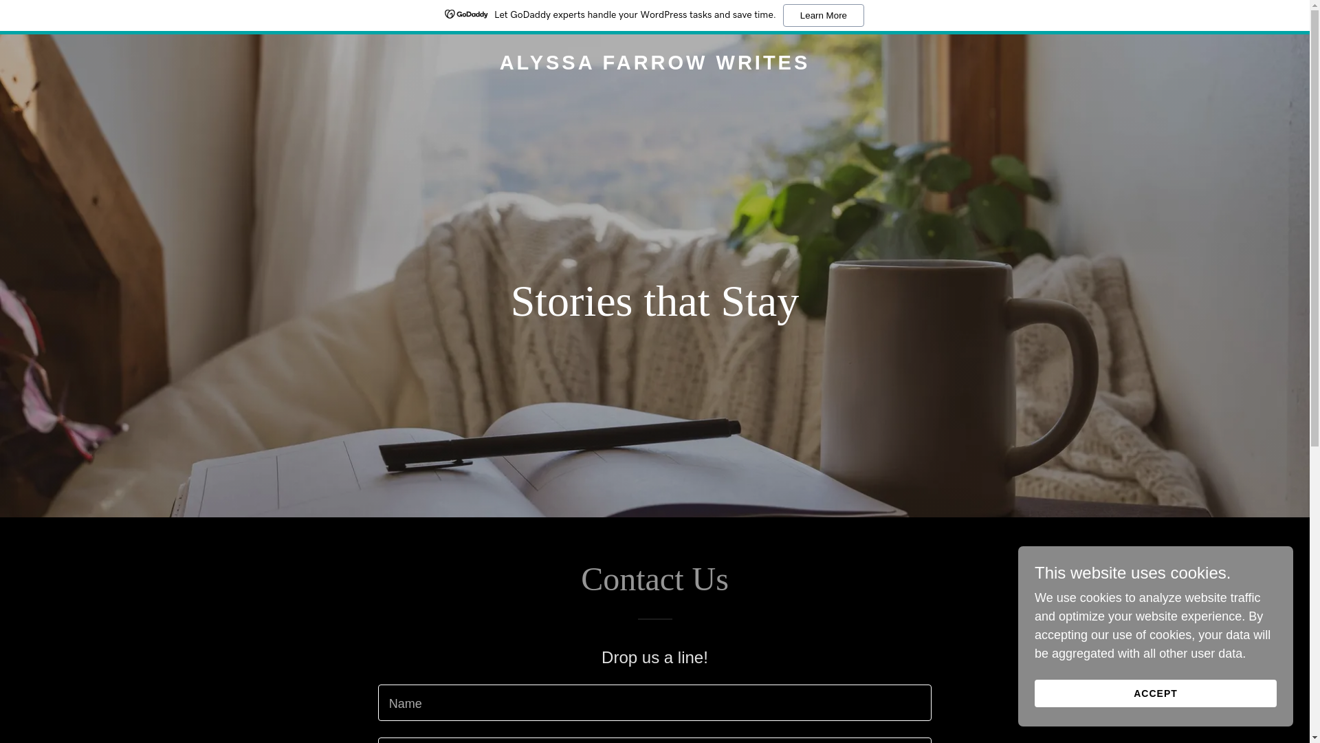 website screenshot of https://alyssafarrowwrites.com/