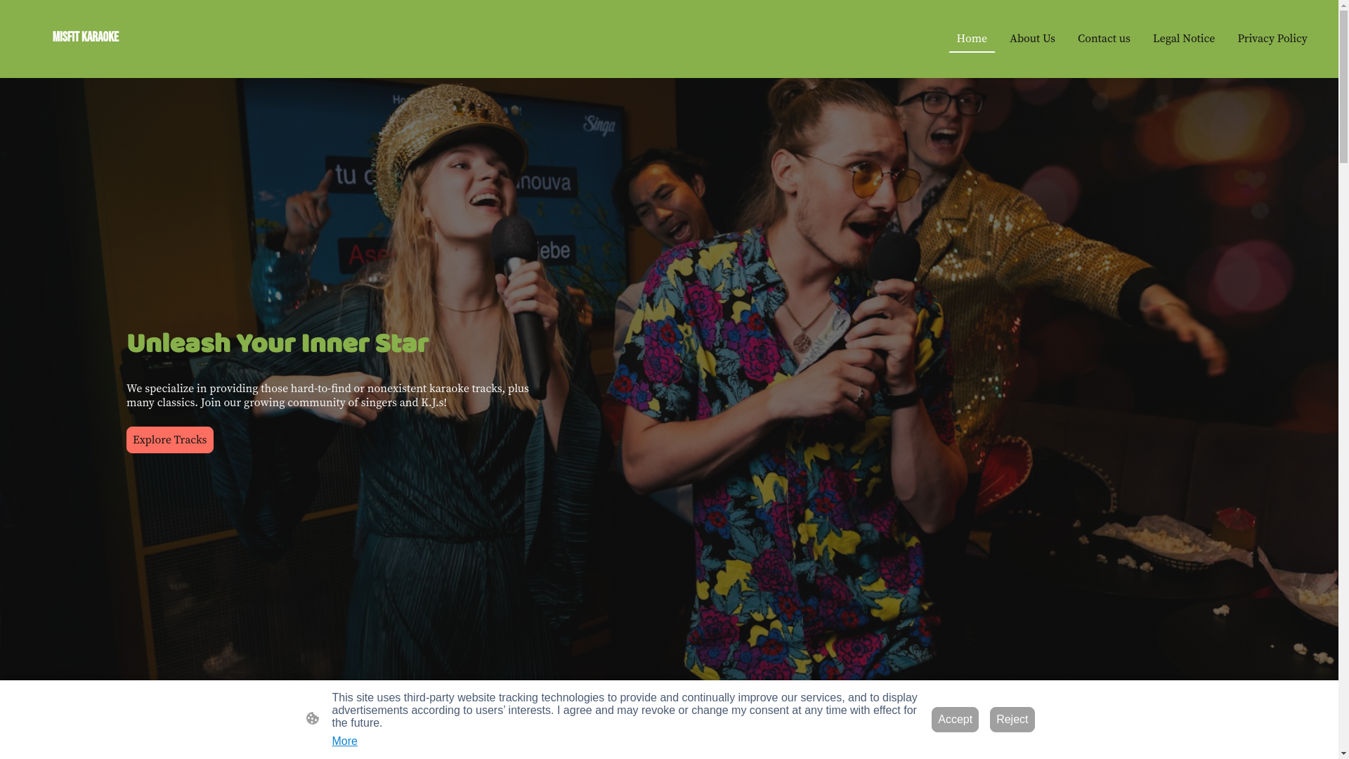 website screenshot of https://misfitkaraoke.com/