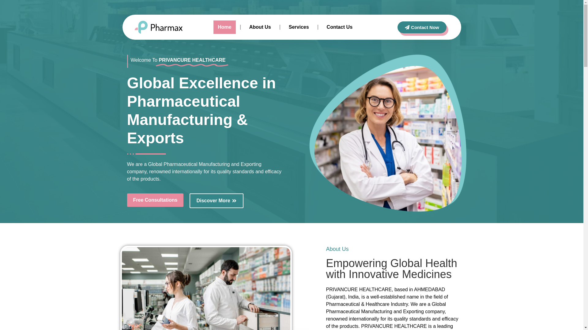 website screenshot of https://privancurehealthcare.in/