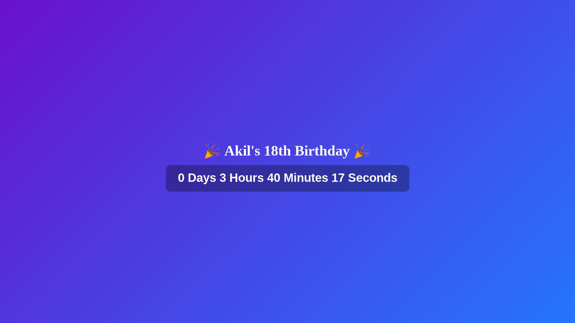 website screenshot of https://akils18birthday.com/