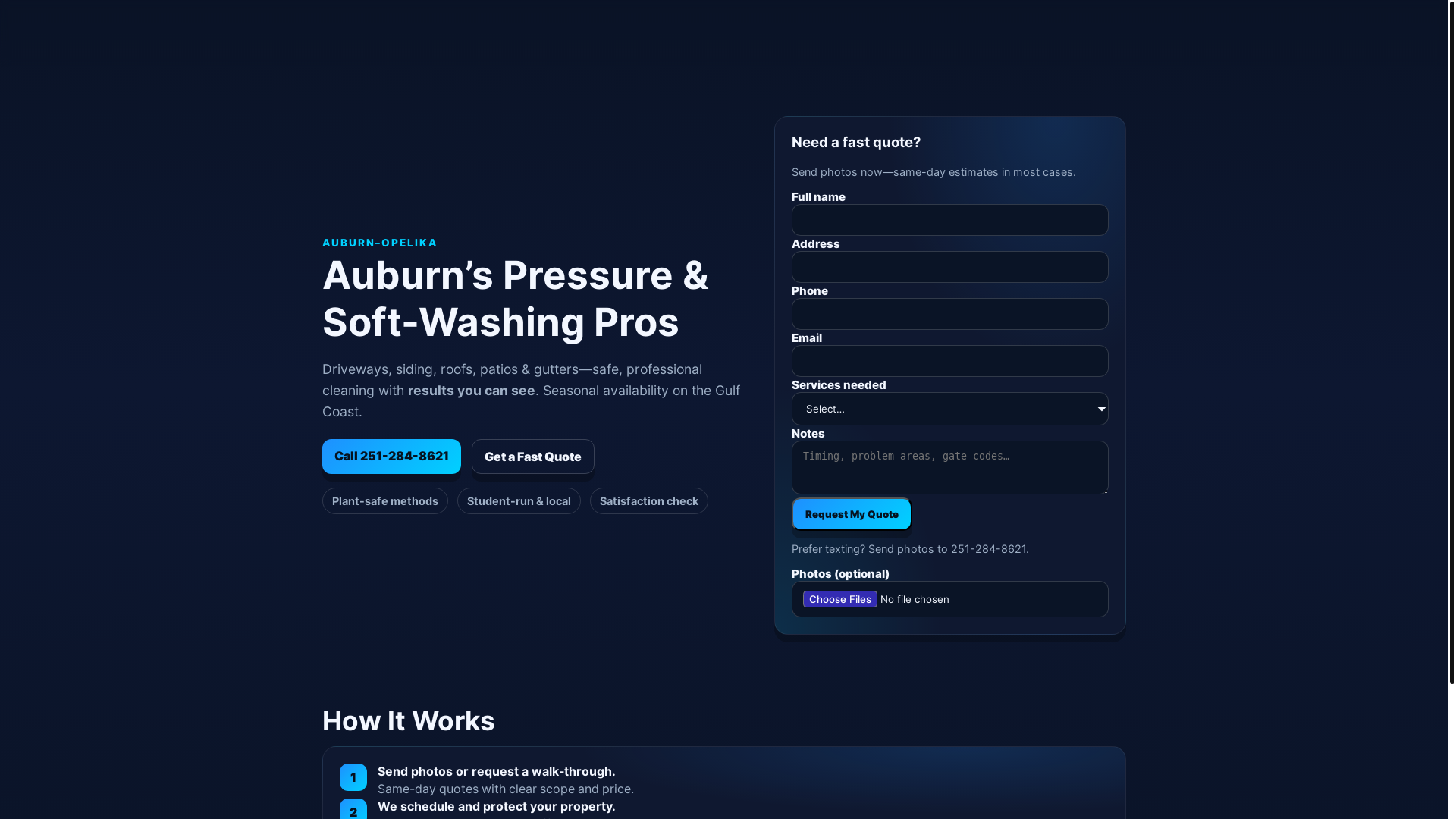 website screenshot of https://hydrohustle-exteriorcleaning.com/