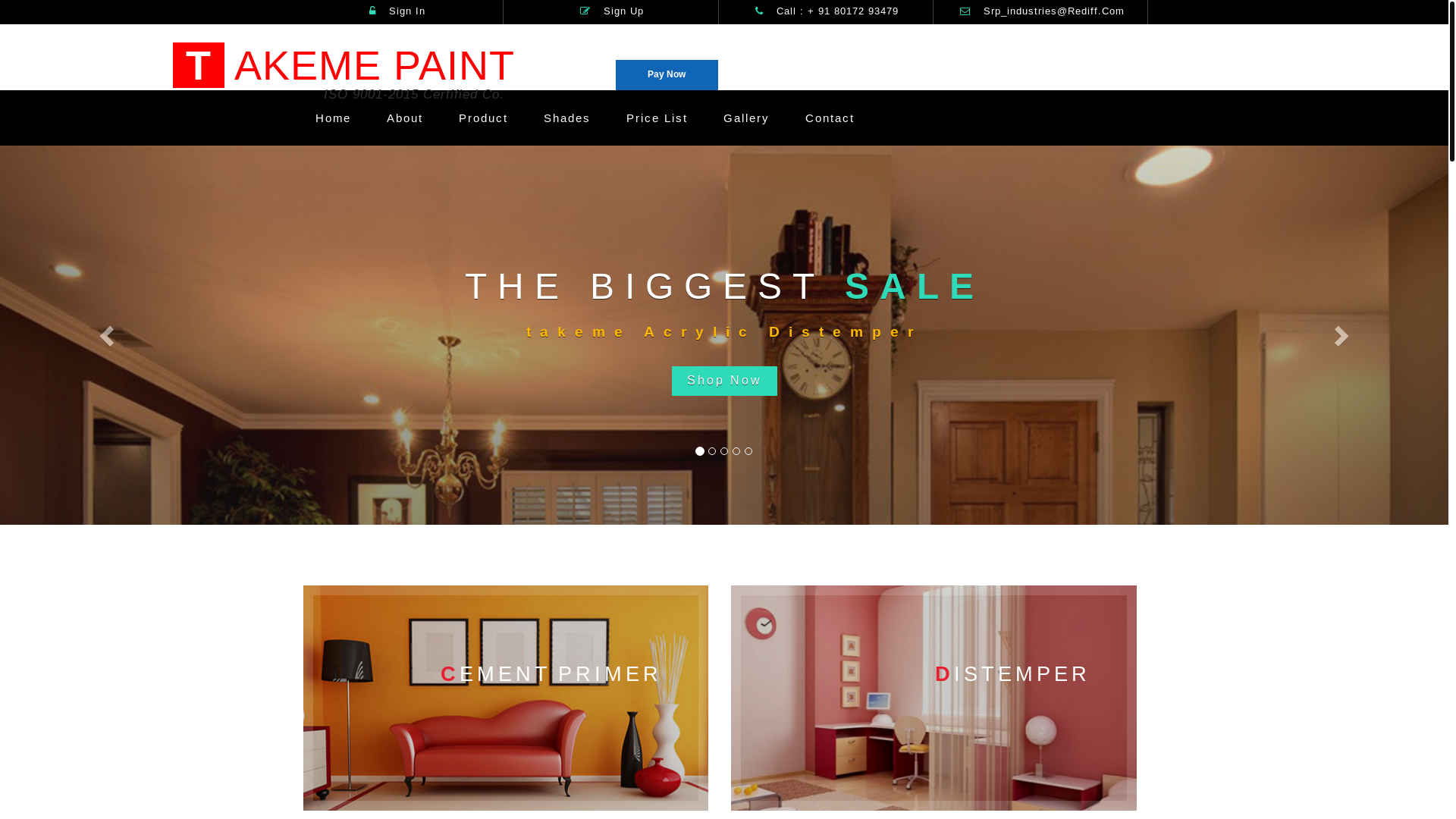 website screenshot of https://takemepaints.co.in/