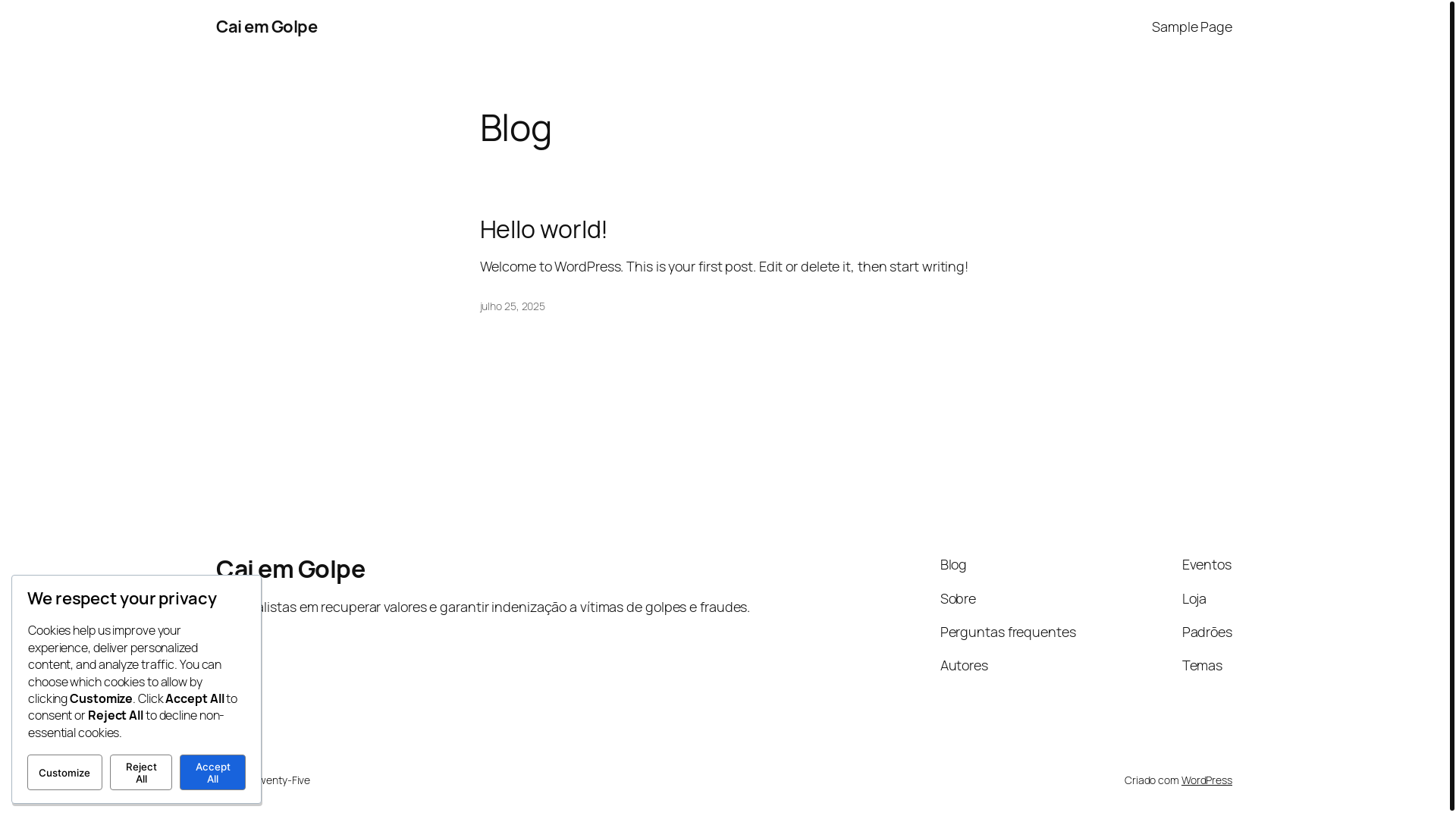 website screenshot of https://caiemgolpe.com.br/