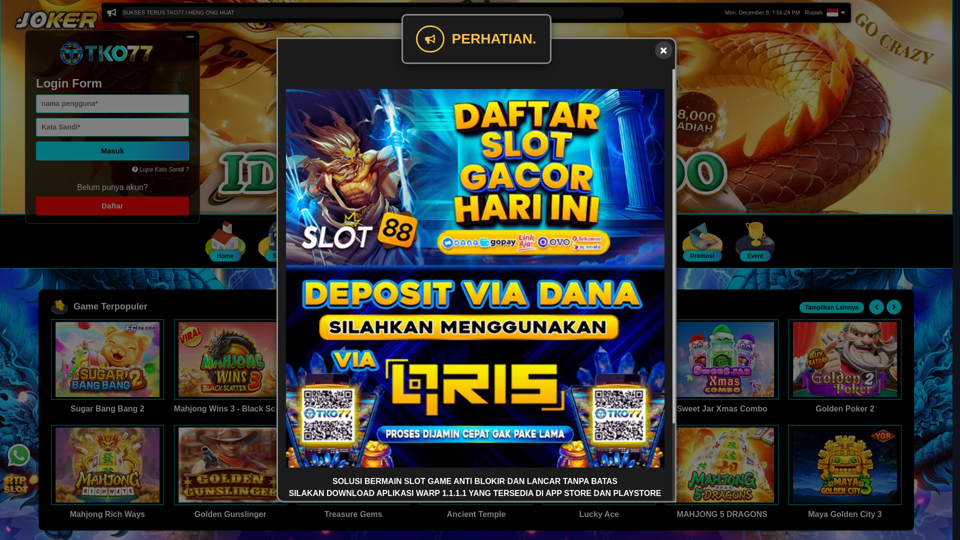 website screenshot of https://tko77pede.com/