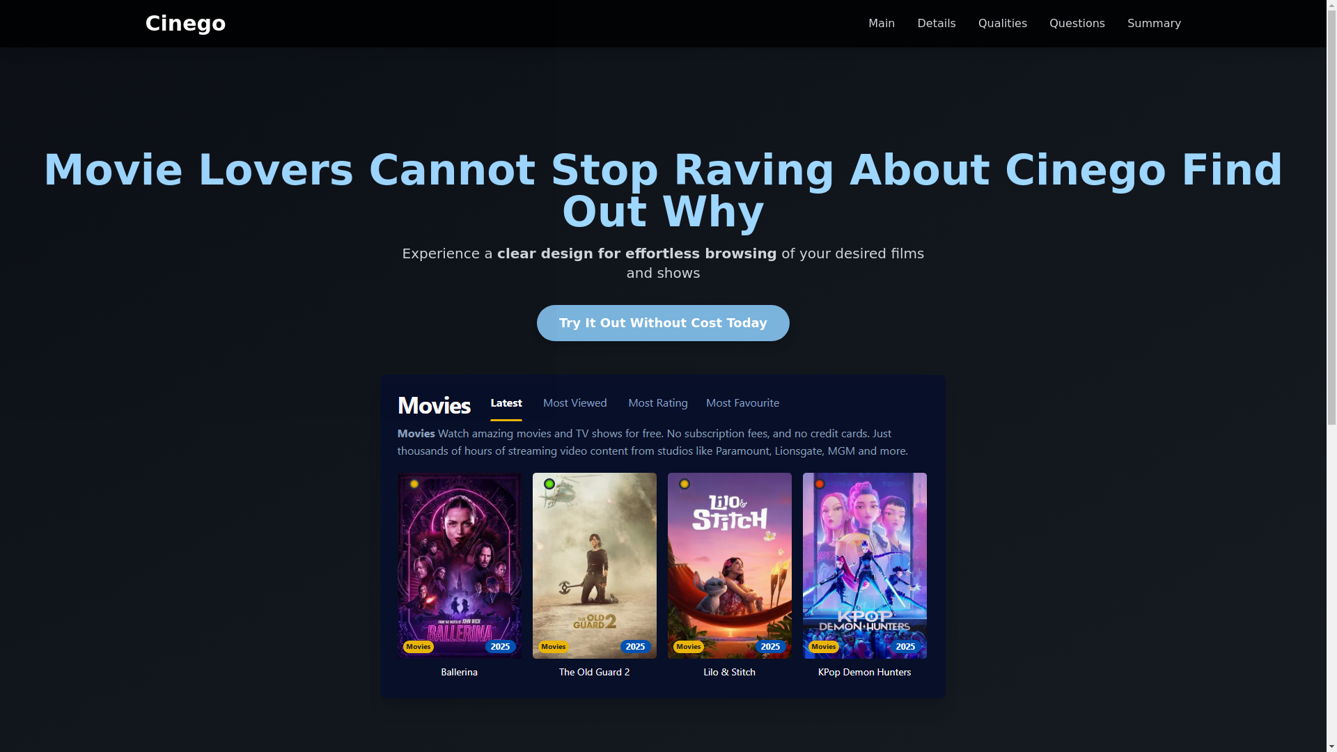 website screenshot of https://cinego-b8du.pages.dev/
