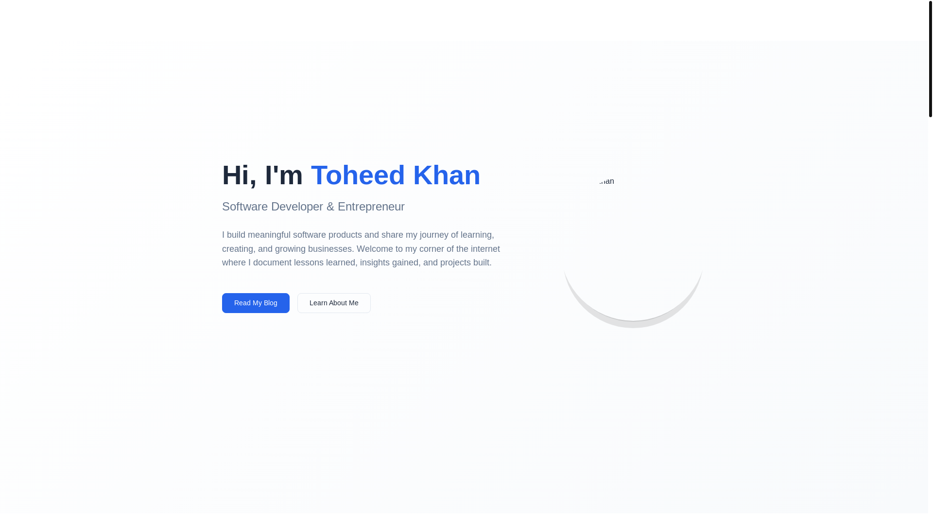website screenshot of https://toheedkhan.pages.dev/