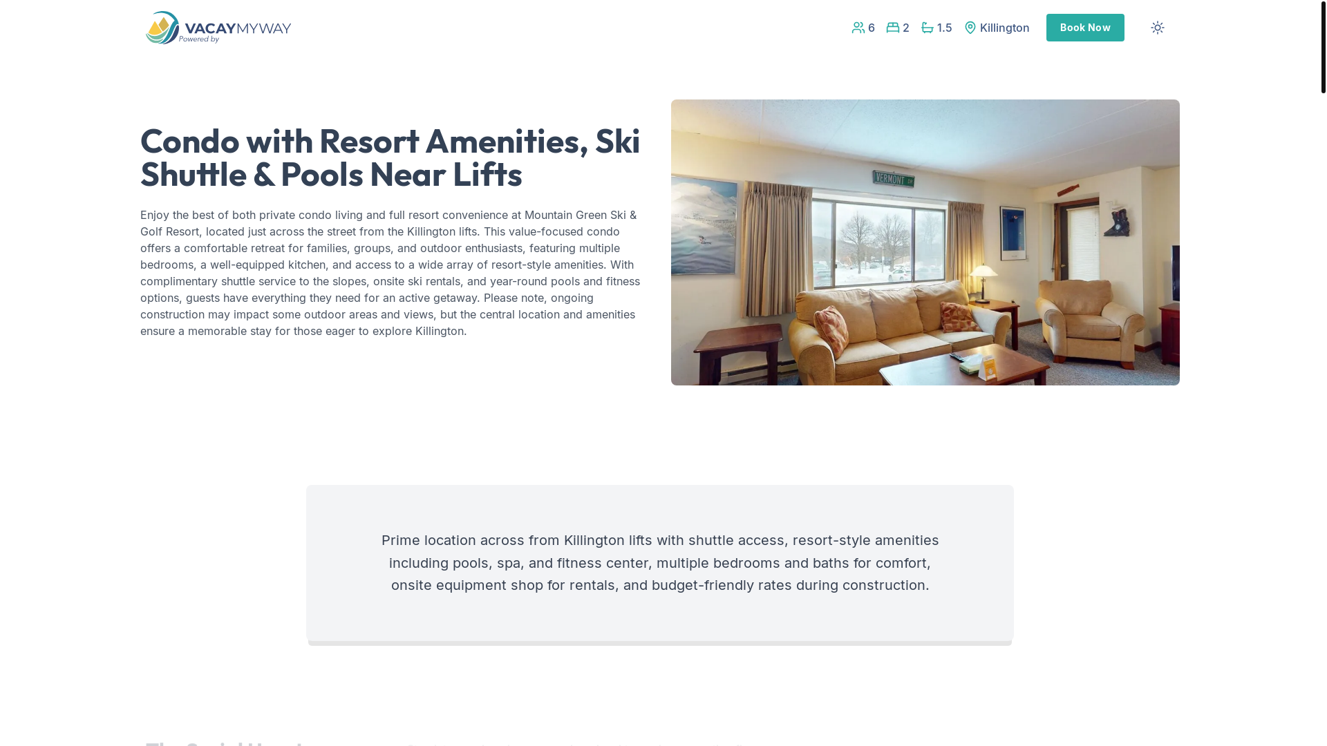 website screenshot of https://breezekillington.rentals/