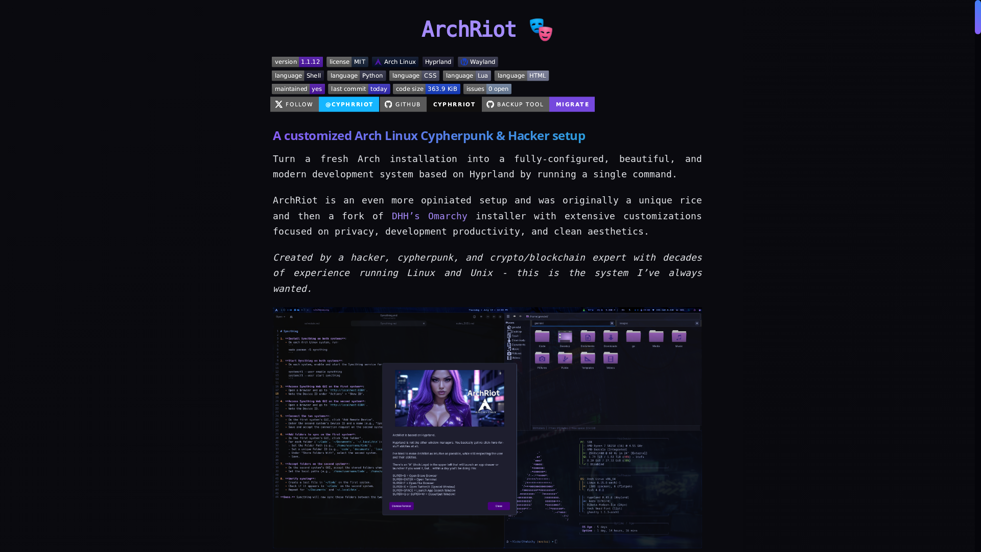 website screenshot of https://archriot.org/