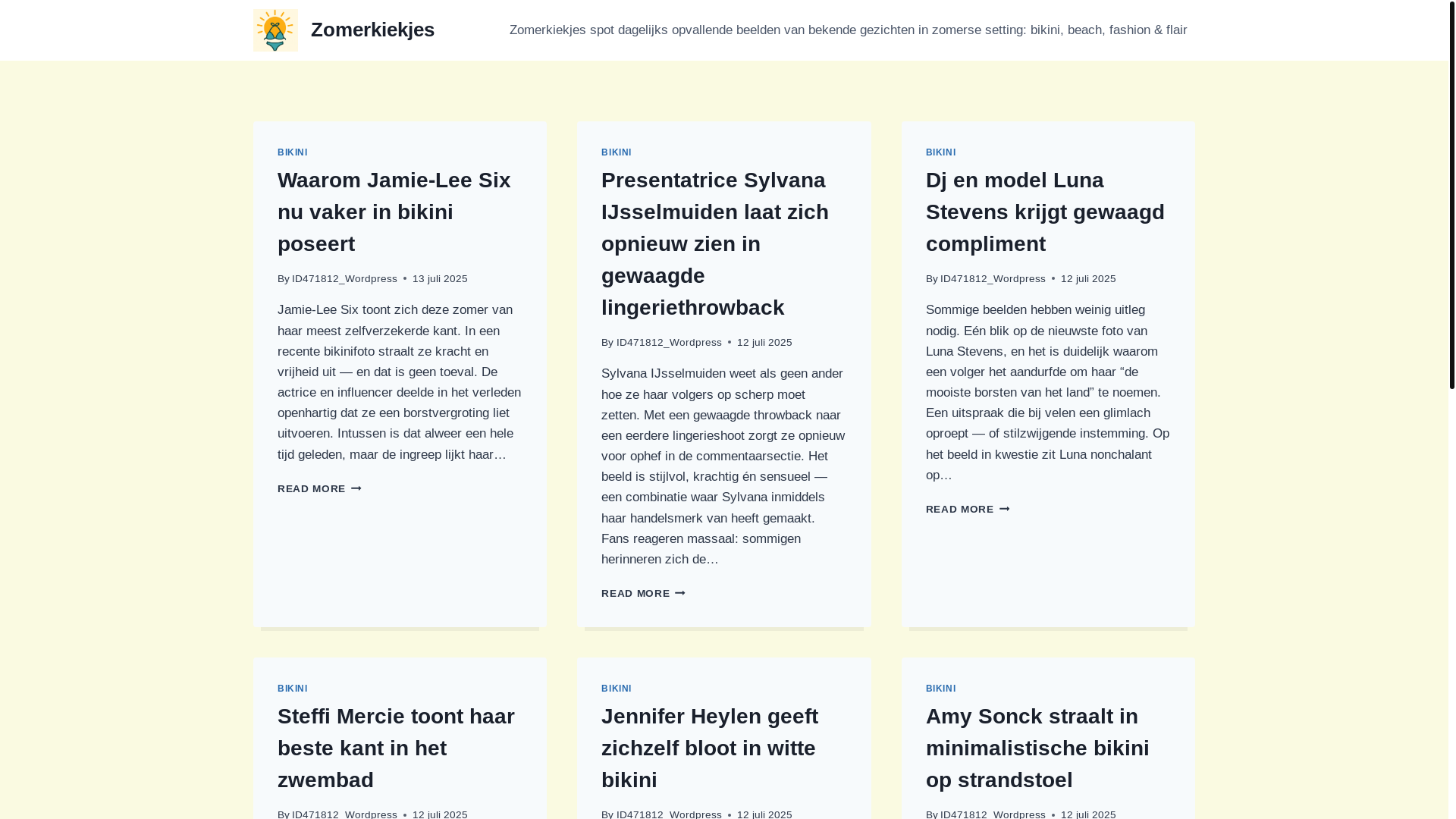website screenshot of https://zomerkiekjes.be/