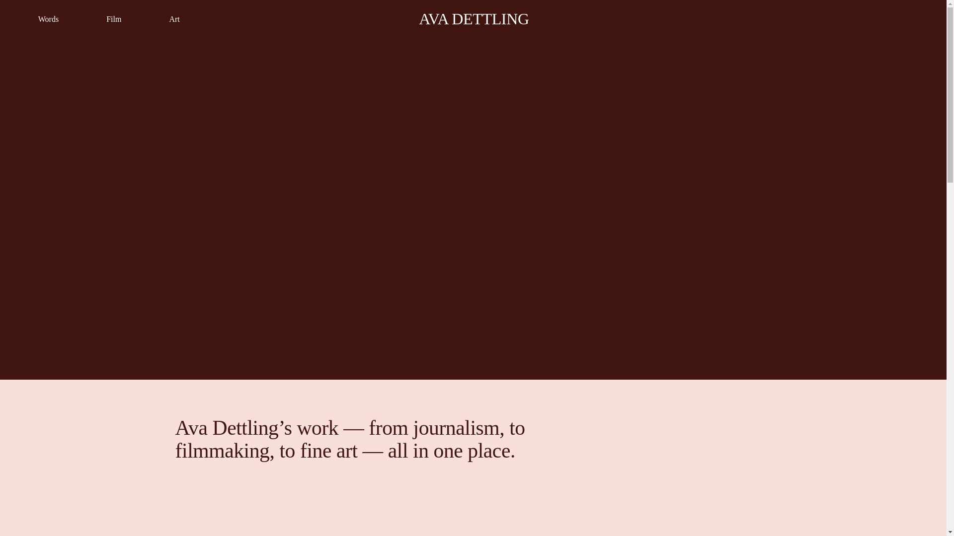 website screenshot of https://avadettling.com/