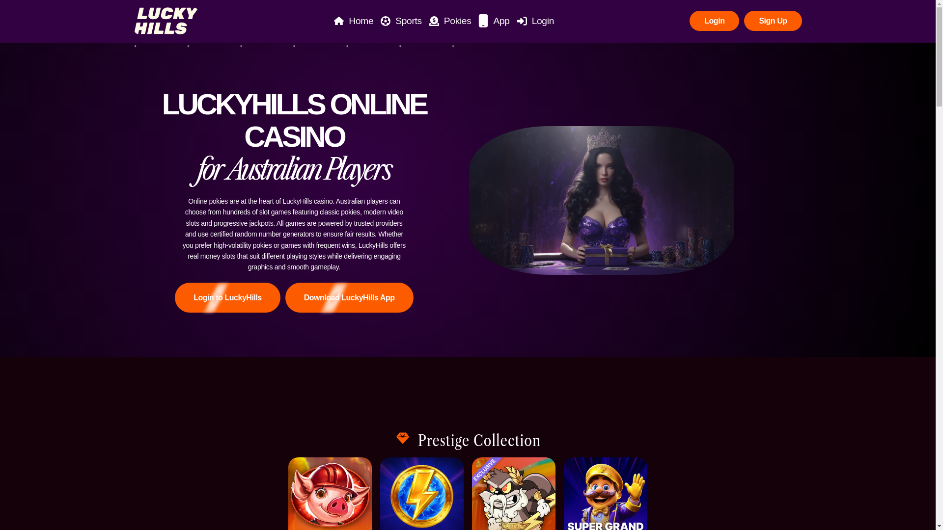 website screenshot of https://luckyhills-au.net/