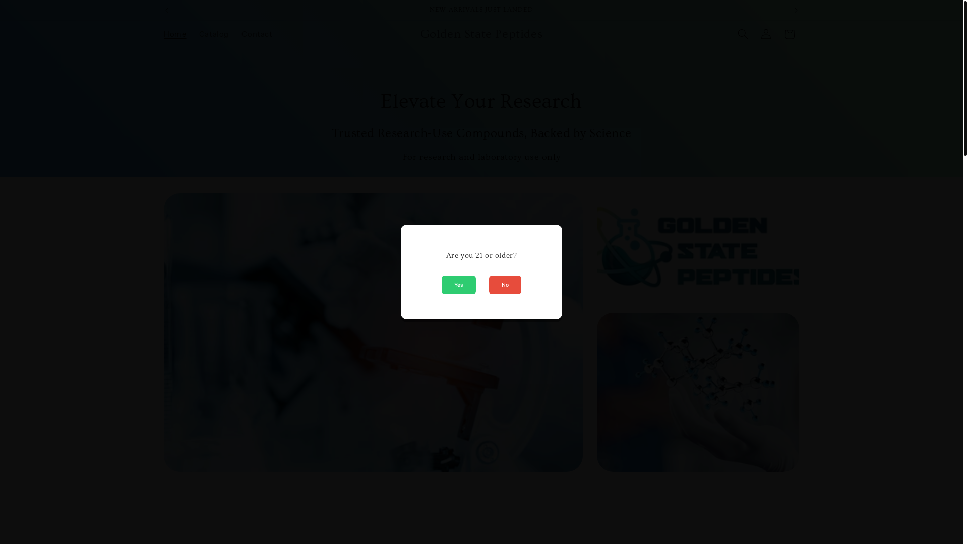 website screenshot of https://goldenstatepeptides.com/