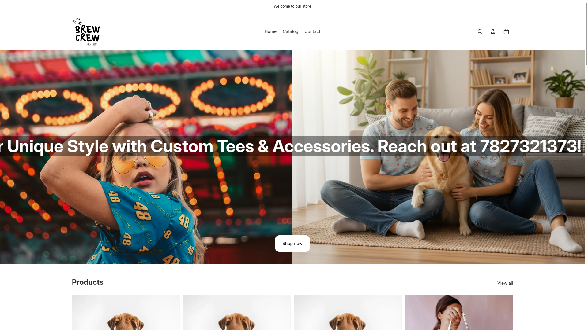 website screenshot of https://brewcrewtees.shop/