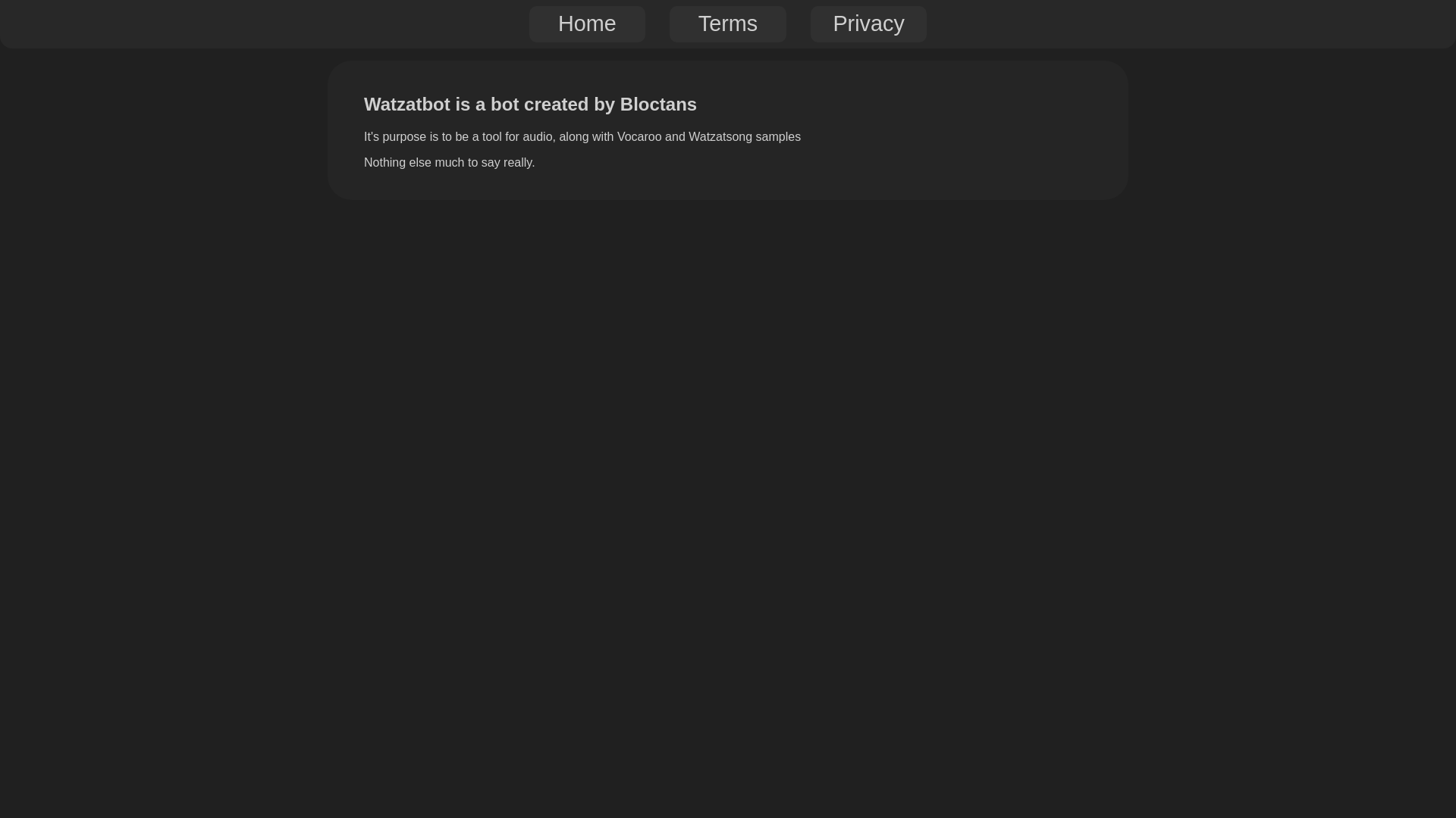 website screenshot of https://watzatbot.pages.dev/