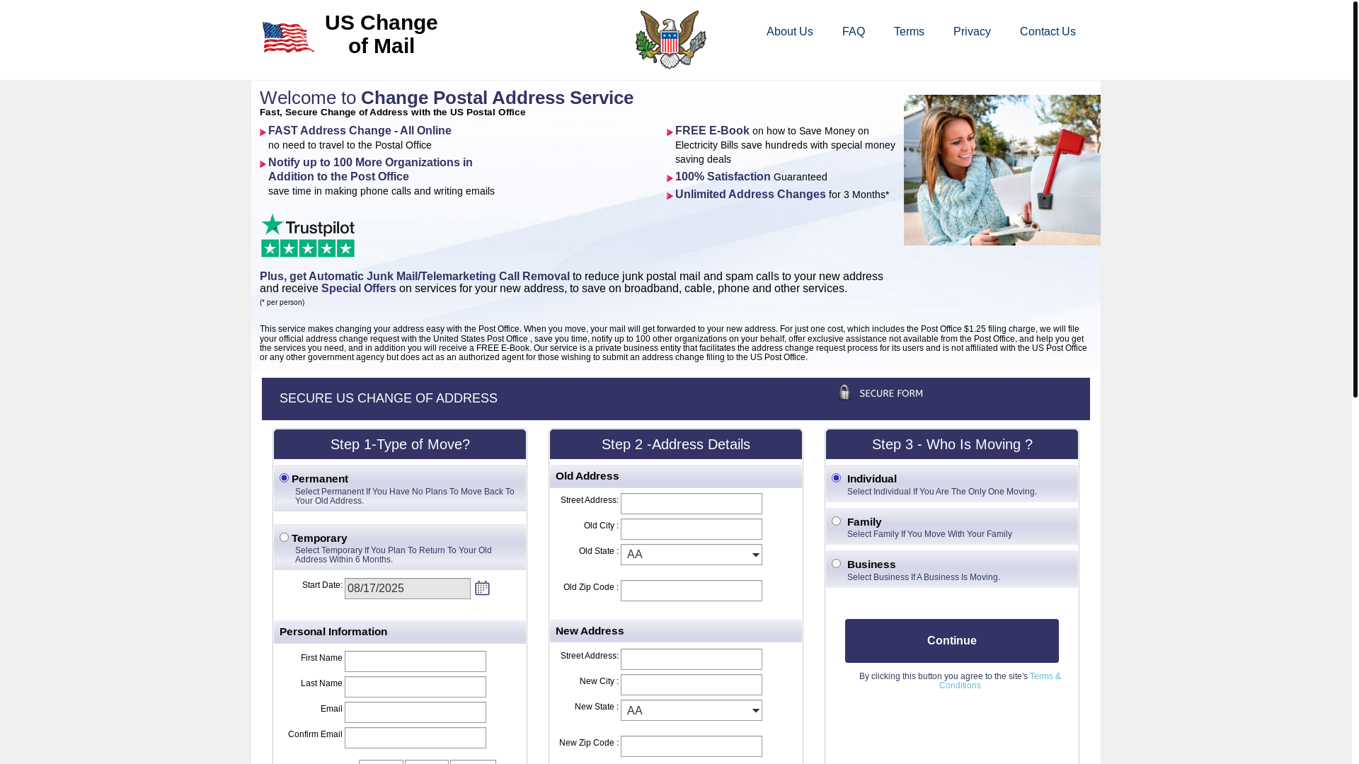 website screenshot of https://uschangeofaddress.online/