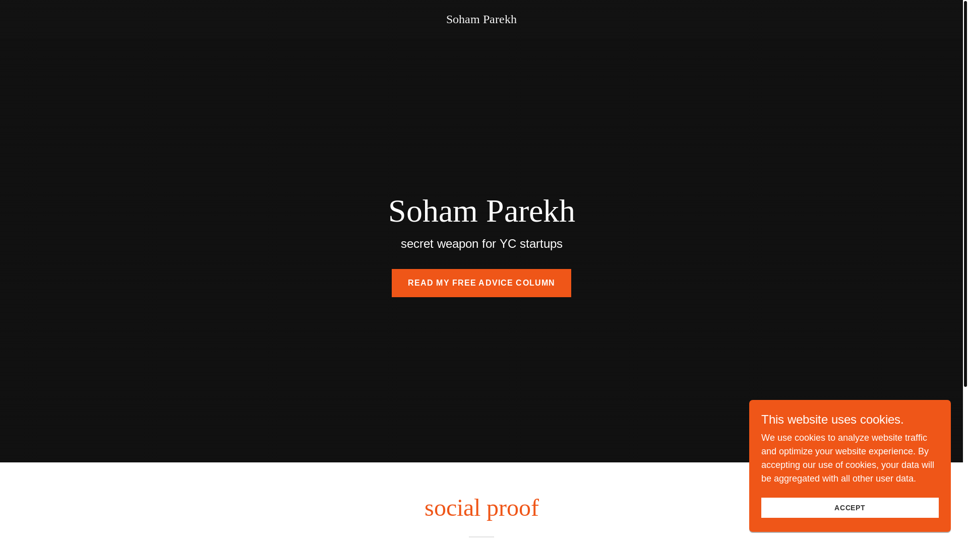 website screenshot of https://soham-parekh.ai/