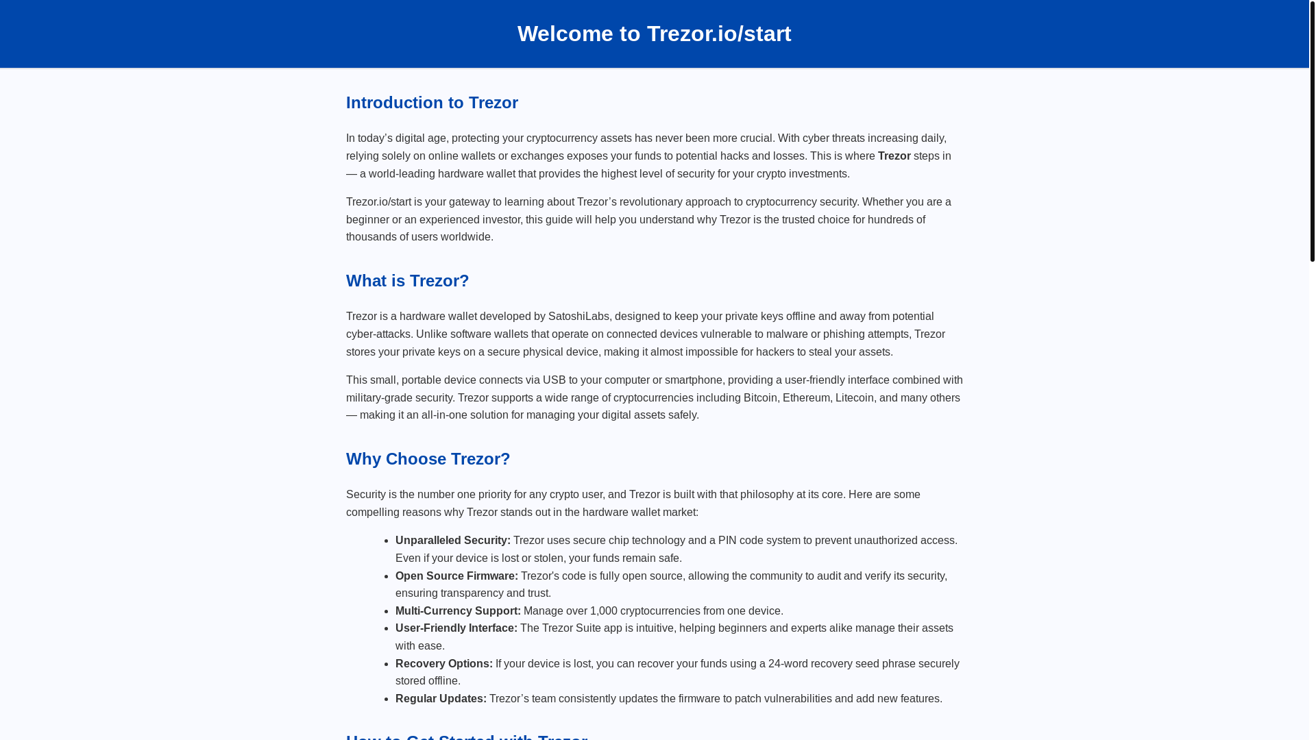 website screenshot of https://start-trezoio--auth.pages.dev/