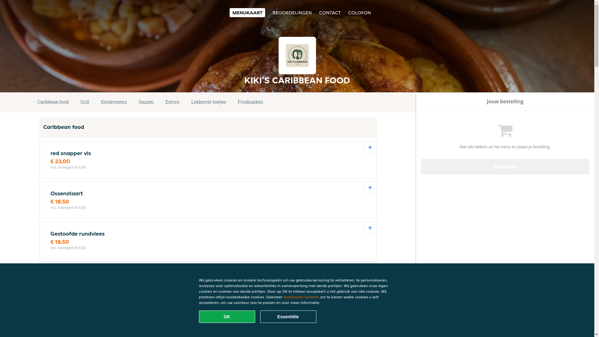 website screenshot of https://kikis-caribbean-food.nl/