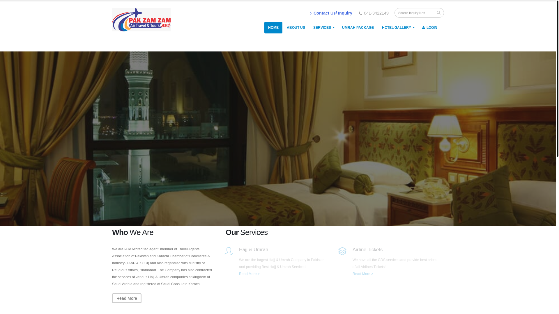 website screenshot of https://pakzamzamtravel.pk/