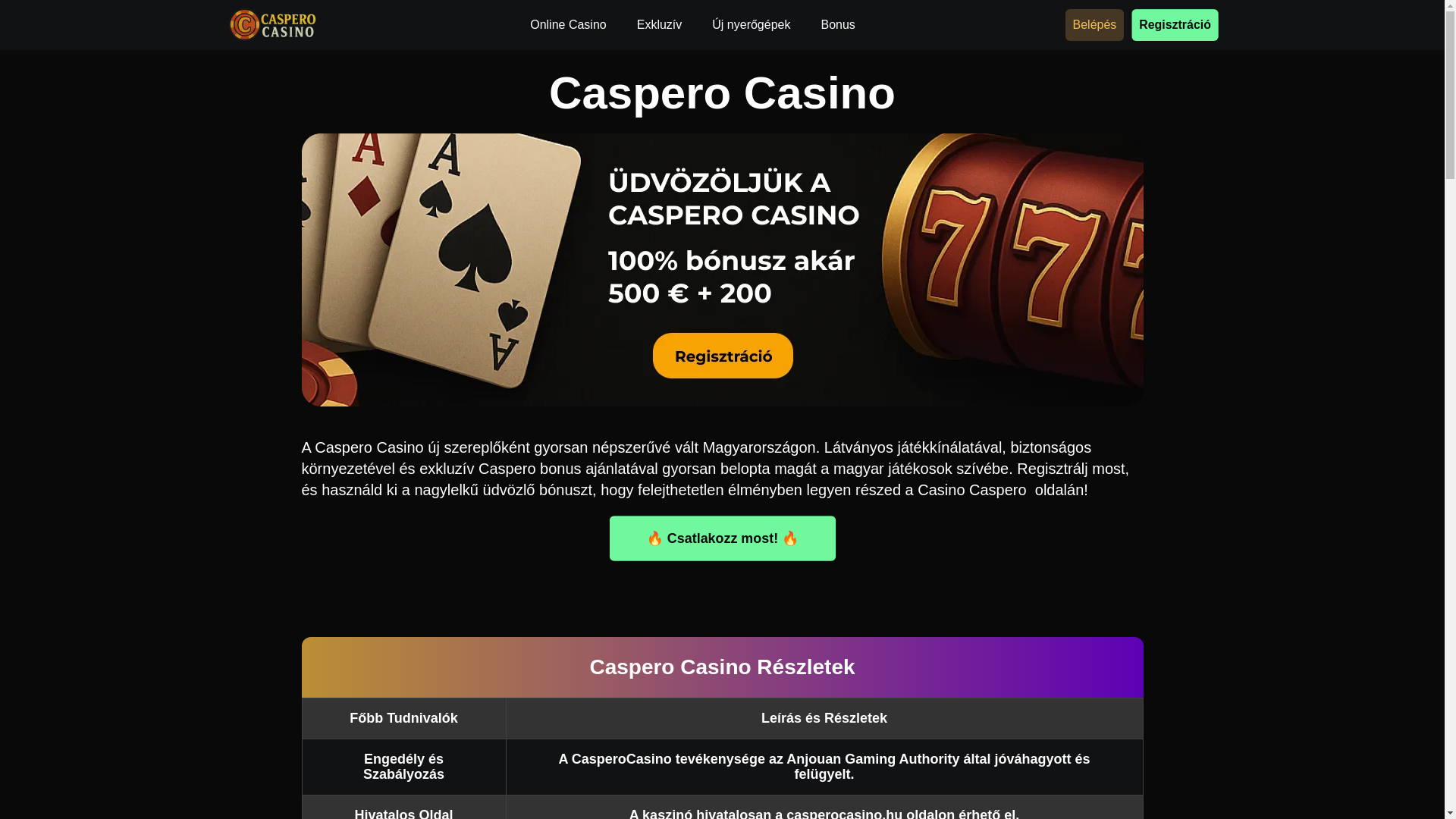 website screenshot of https://casperocasino.co.hu/