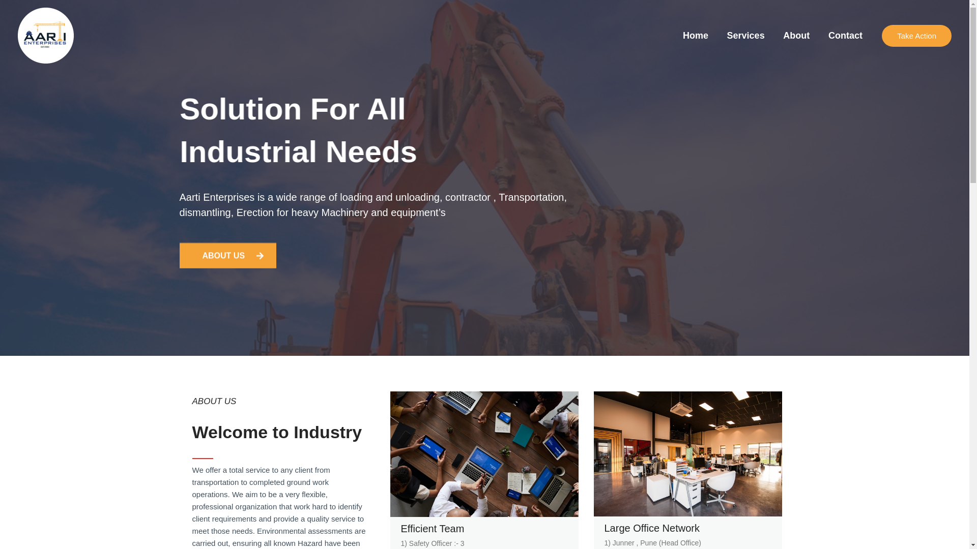 website screenshot of https://aarti-enterprises.co.in/