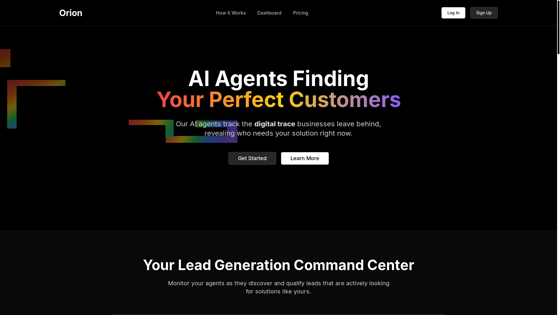 website screenshot of https://orionleads.ai/
