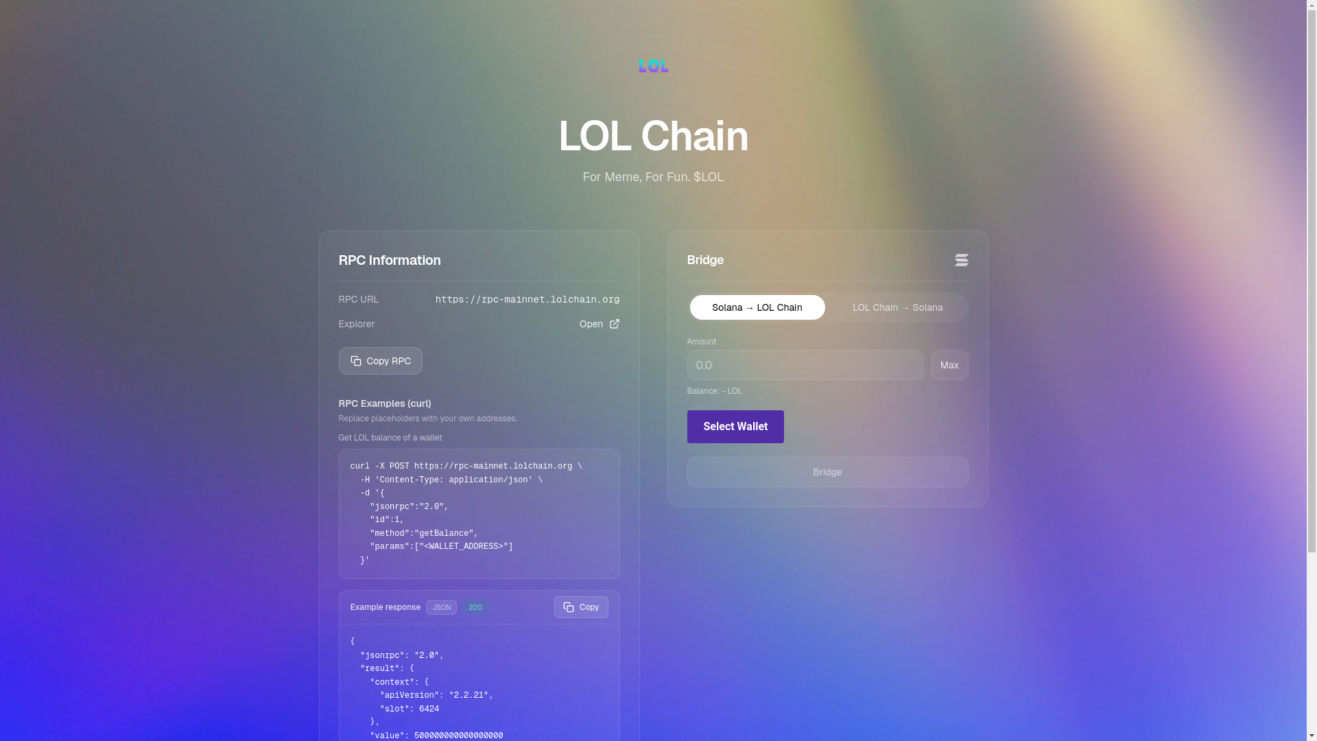 website screenshot of https://lolchain.org/