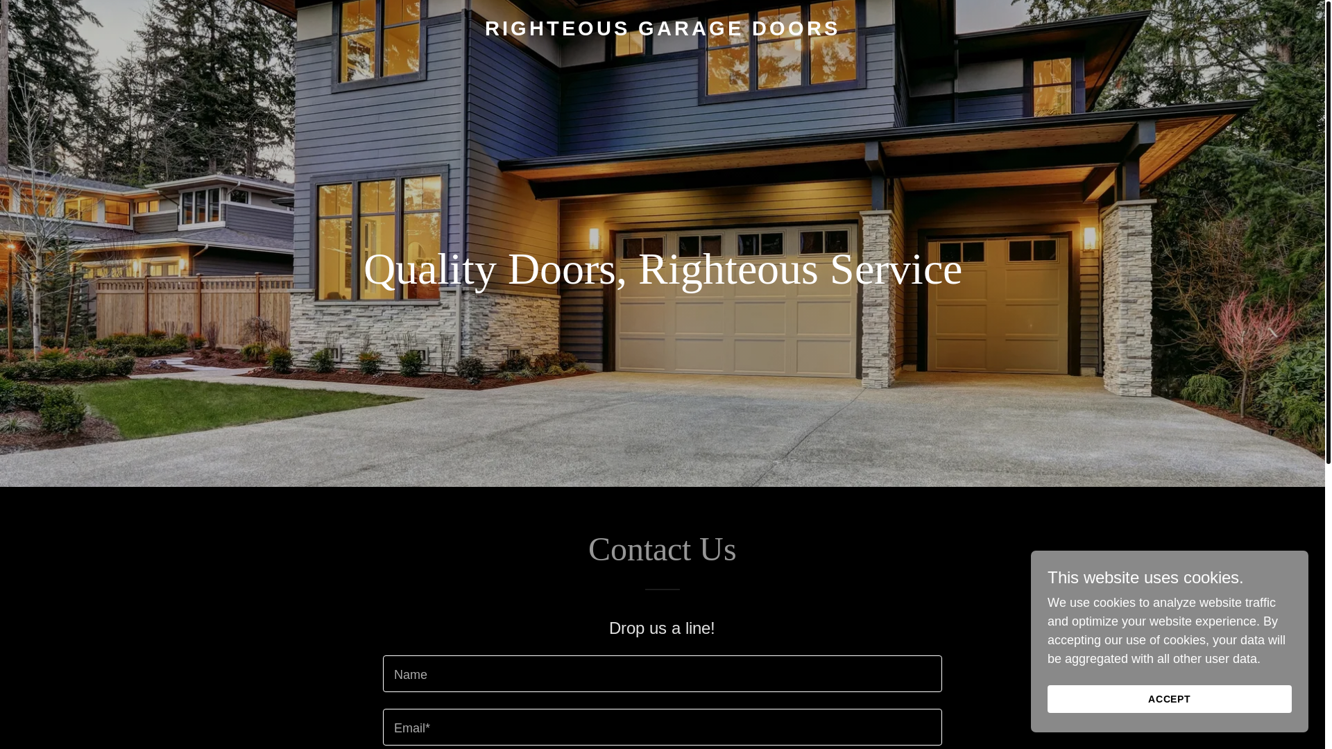 website screenshot of https://righteousgaragedoors.com/