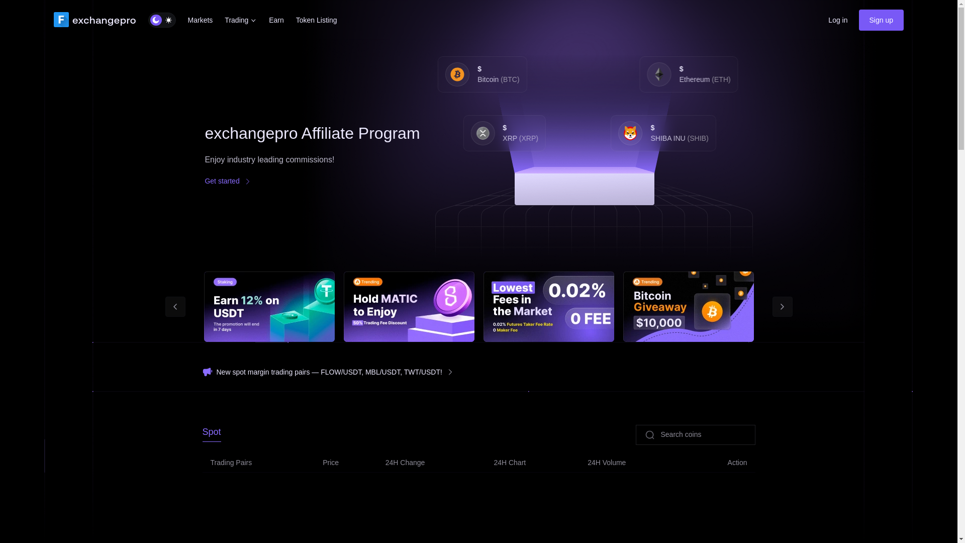 website screenshot of https://exchangepro.asia/