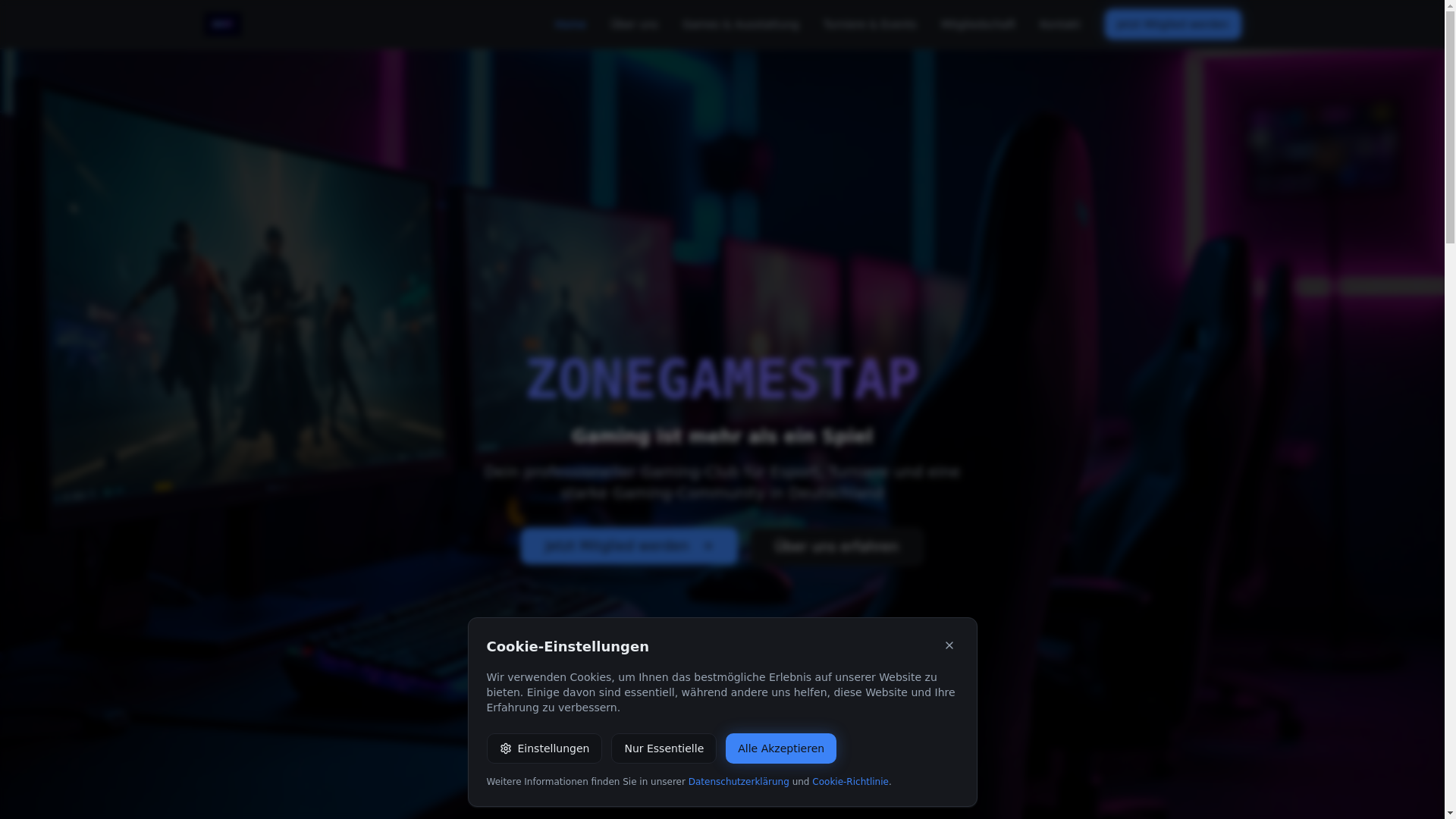 website screenshot of https://zonegamestap.com/