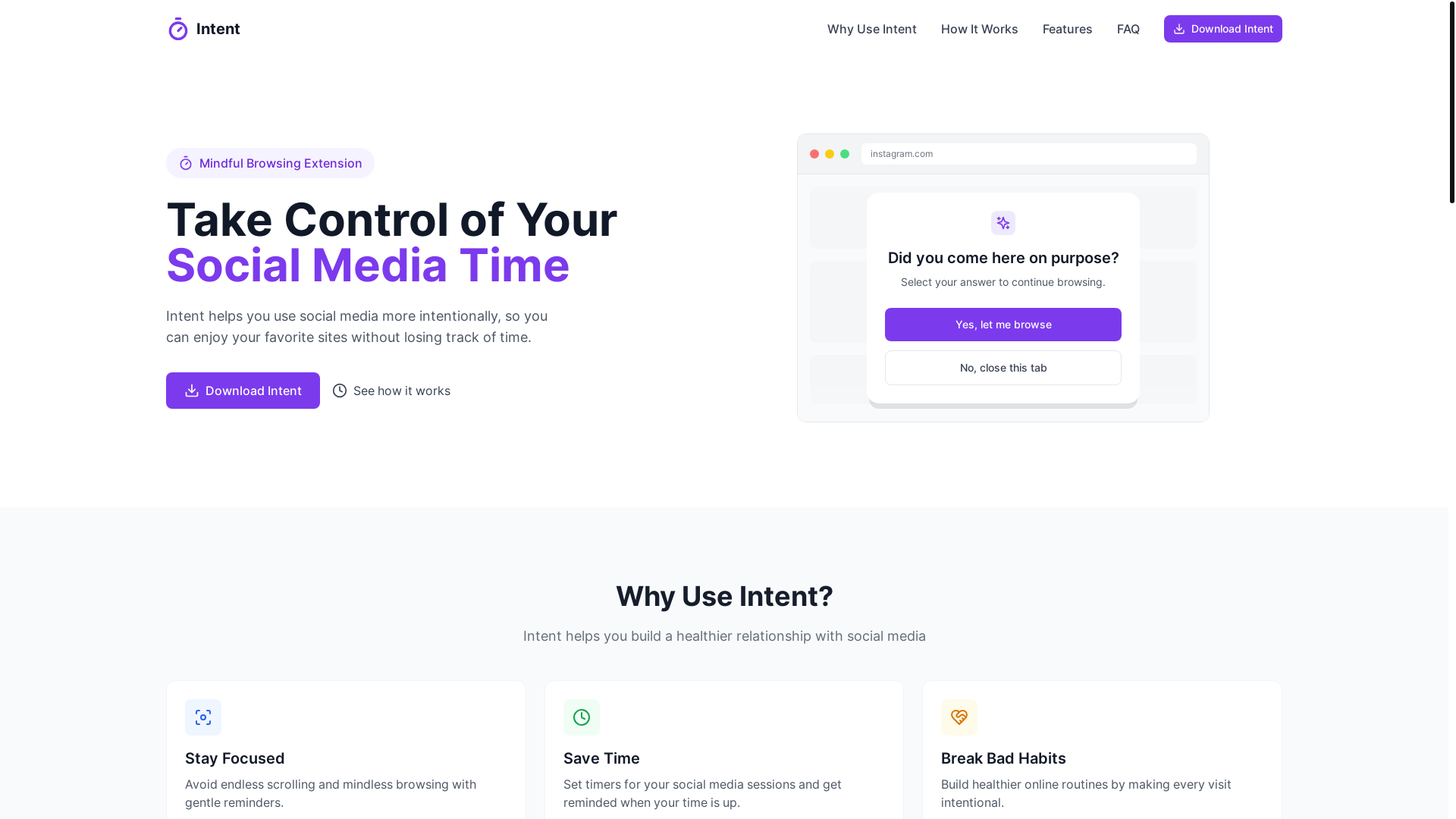 website screenshot of https://intent.cv/