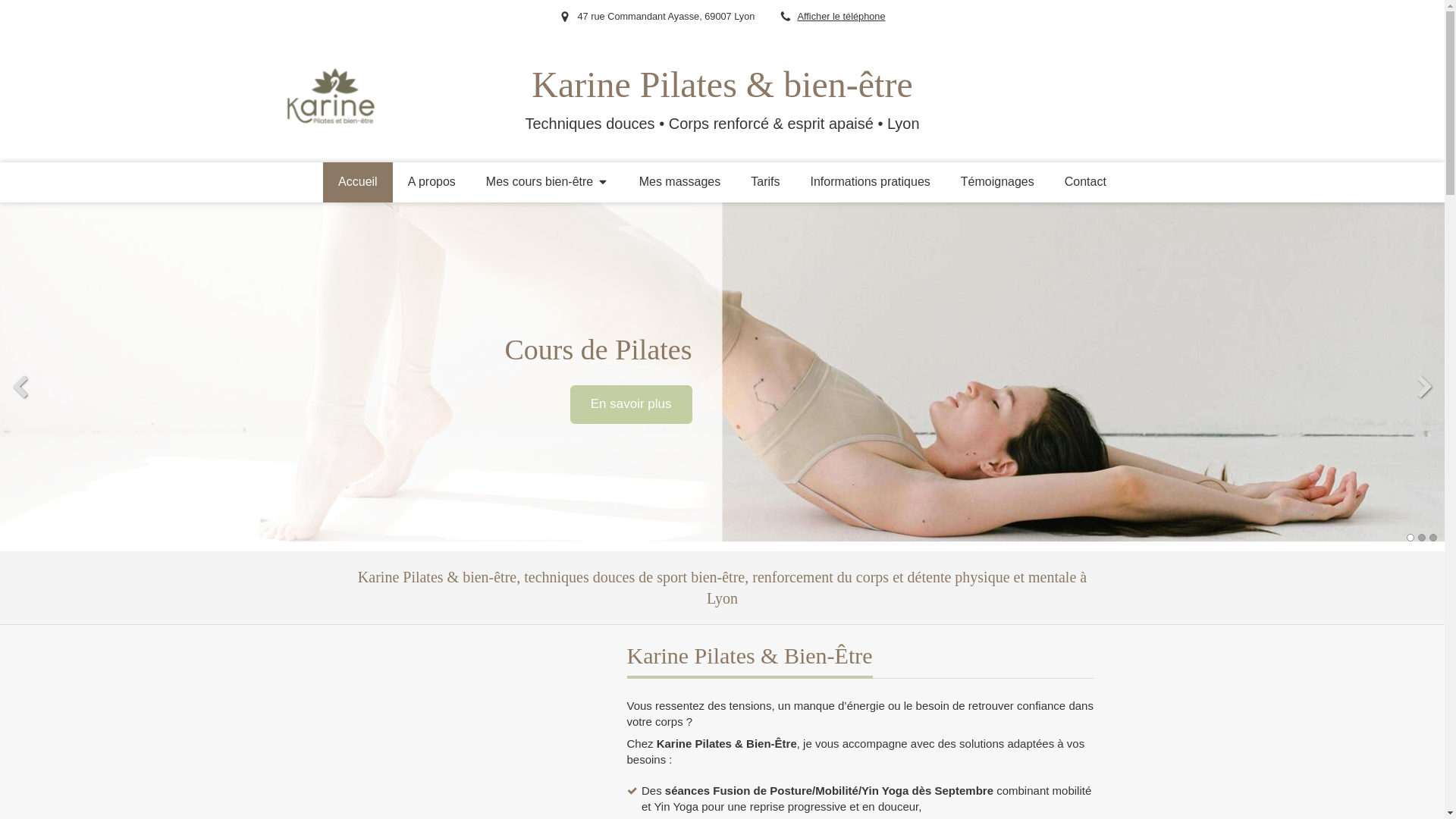 website screenshot of https://karine-bien-etre.com/